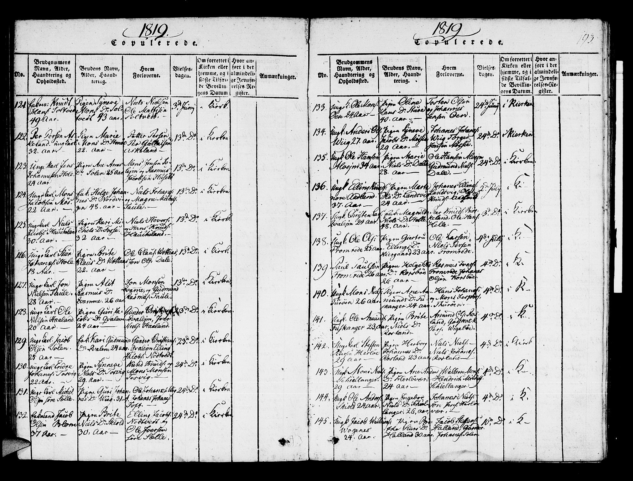 Manger sokneprestembete, SAB/A-76801/H/Haa: Parish register (official) no. A 3, 1816-1824, p. 193