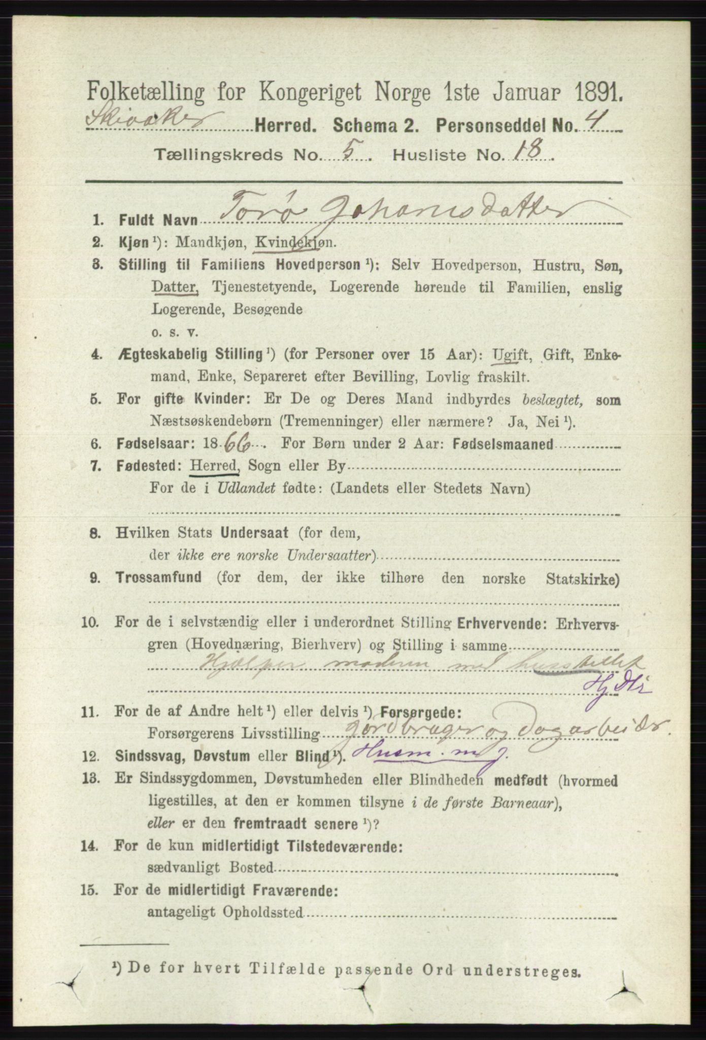 RA, 1891 census for 0513 Skjåk, 1891, p. 1707