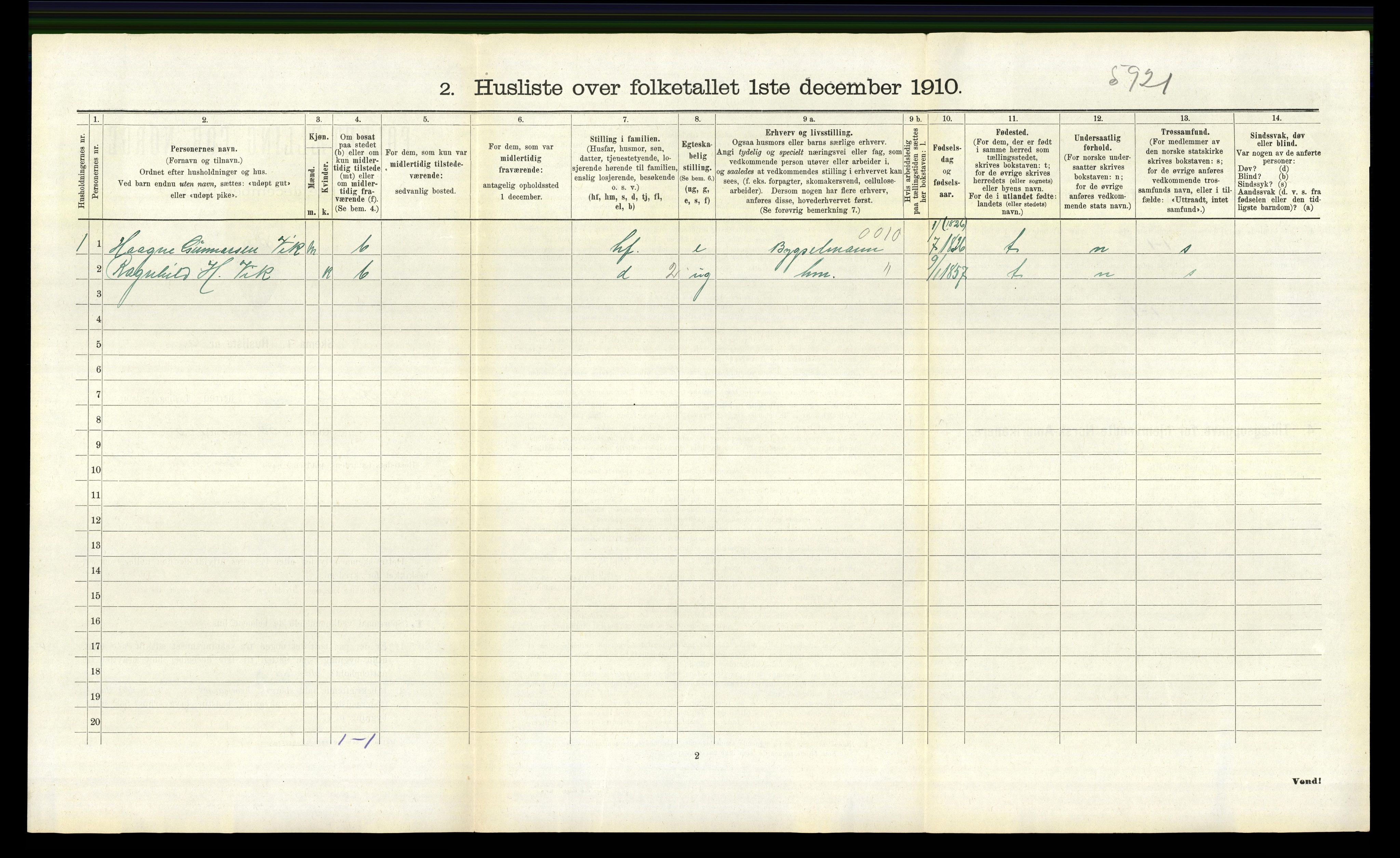 RA, 1910 census for Lindås, 1910, p. 915