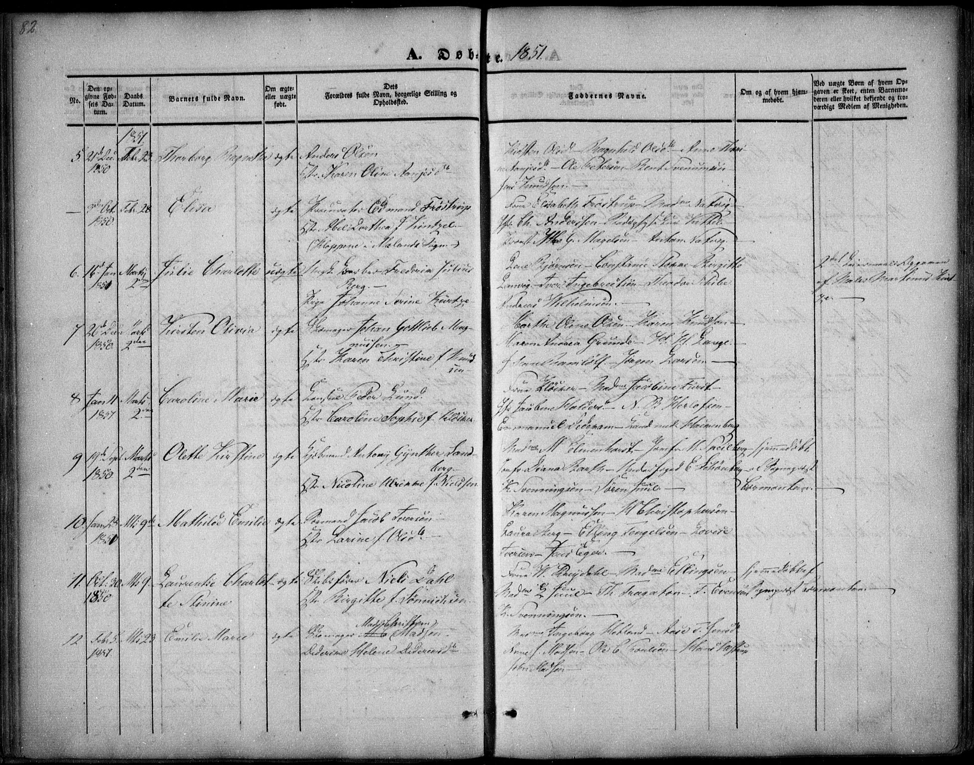 Arendal sokneprestkontor, Trefoldighet, SAK/1111-0040/F/Fa/L0005: Parish register (official) no. A 5, 1838-1854, p. 82