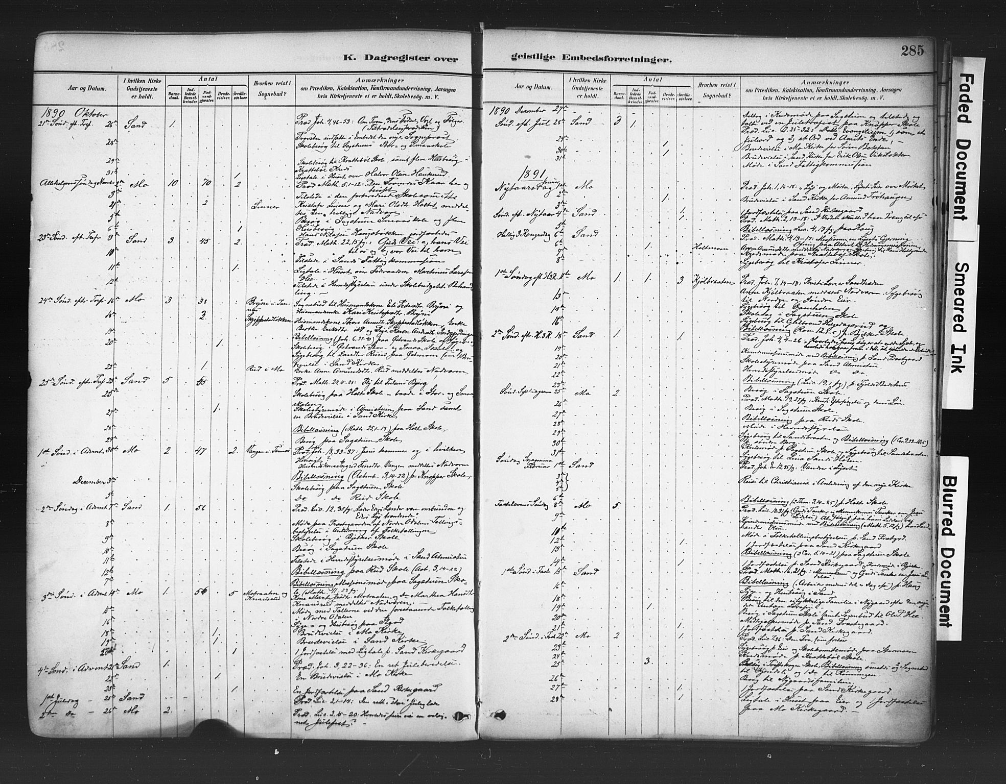 Nord-Odal prestekontor, AV/SAH-PREST-032/H/Ha/Haa/L0006: Parish register (official) no. 6, 1886-1901, p. 285