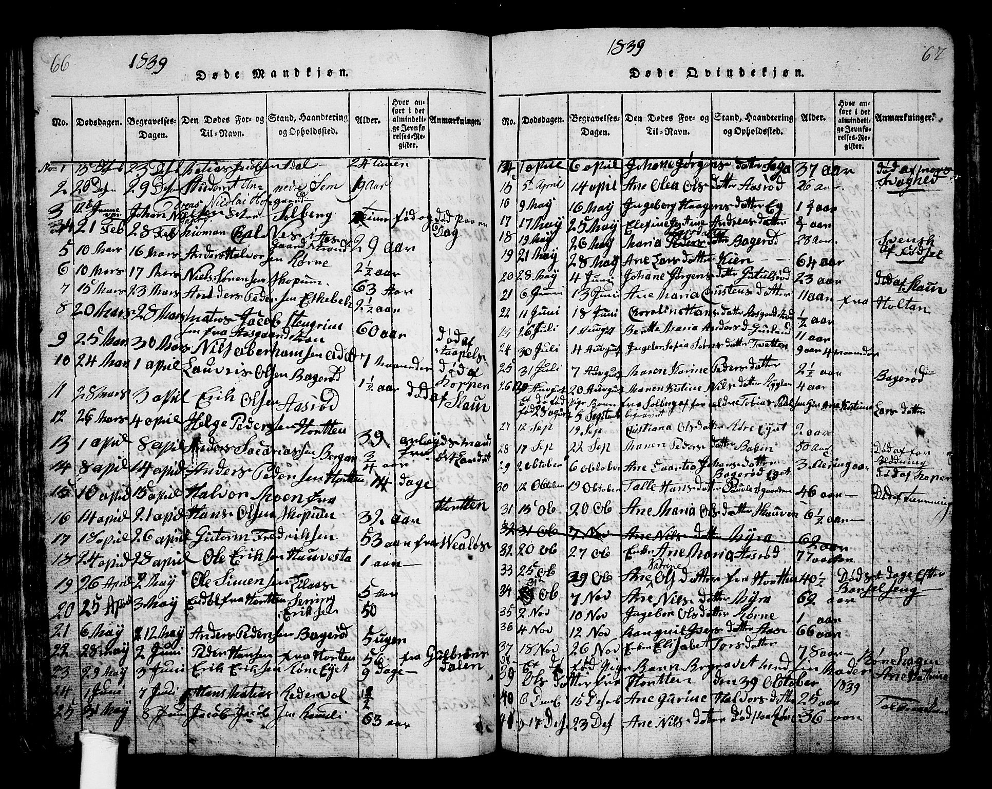 Borre kirkebøker, SAKO/A-338/G/Ga/L0001: Parish register (copy) no. I 1, 1815-1851, p. 66-67