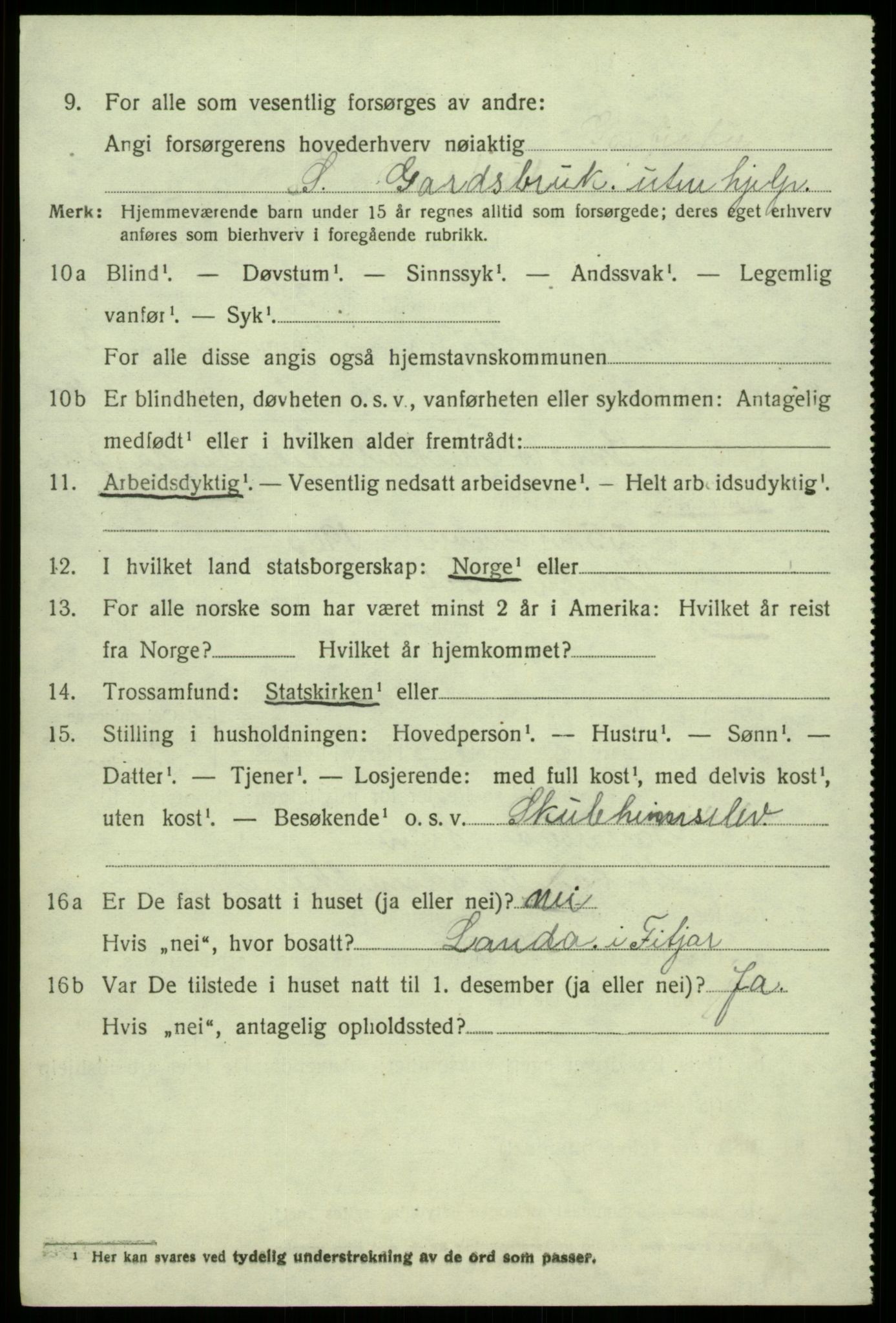 SAB, 1920 census for Kvam, 1920, p. 2048