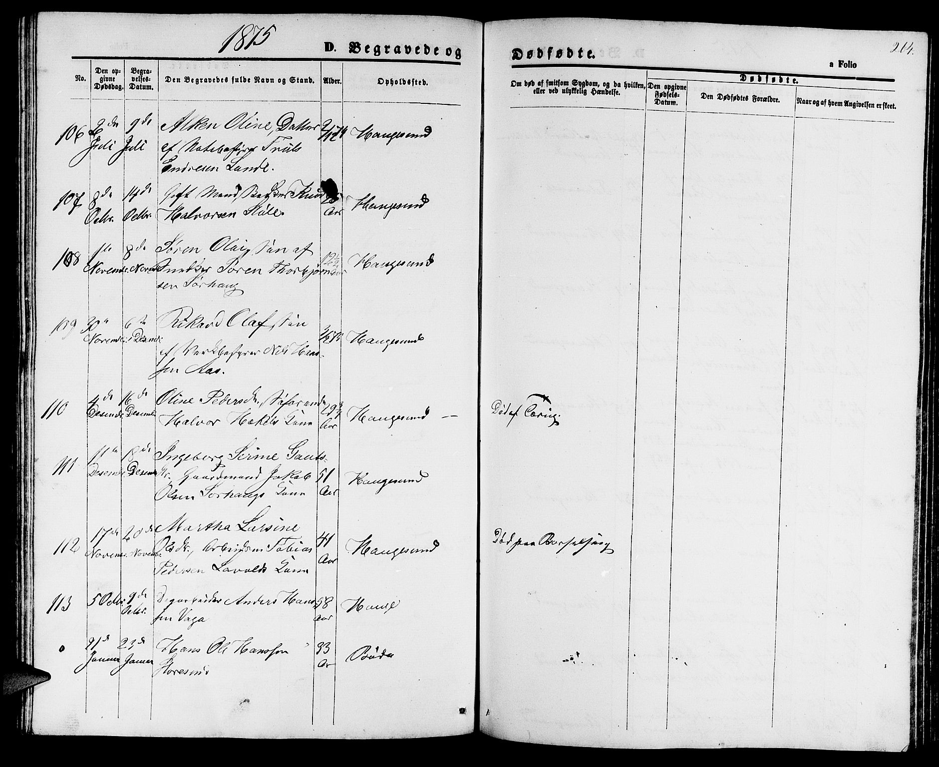 Haugesund sokneprestkontor, AV/SAST-A -101863/H/Ha/Hab/L0001: Parish register (copy) no. B 1, 1873-1881, p. 264