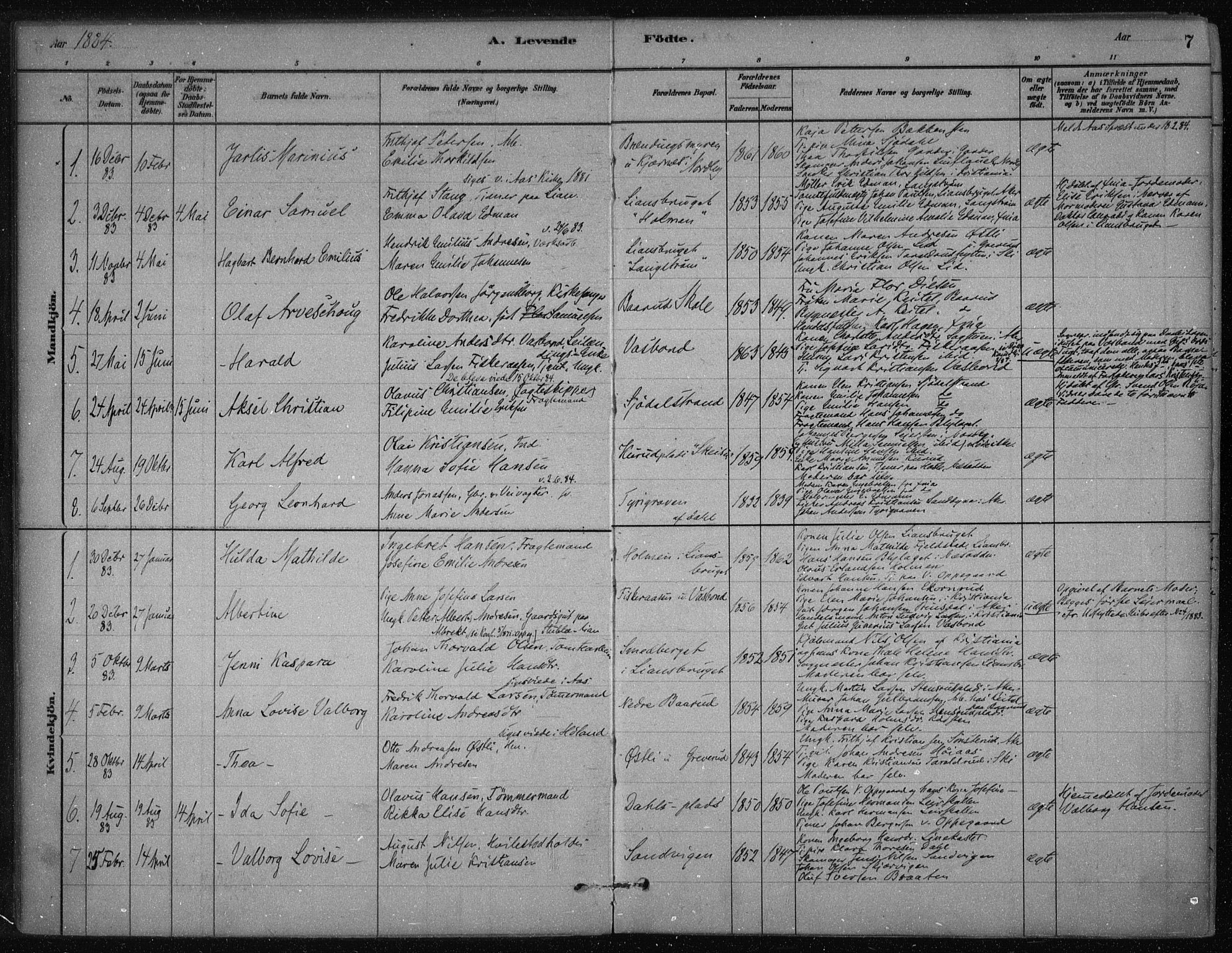 Nesodden prestekontor Kirkebøker, AV/SAO-A-10013/F/Fb/L0001: Parish register (official) no. II 1, 1880-1915, p. 7