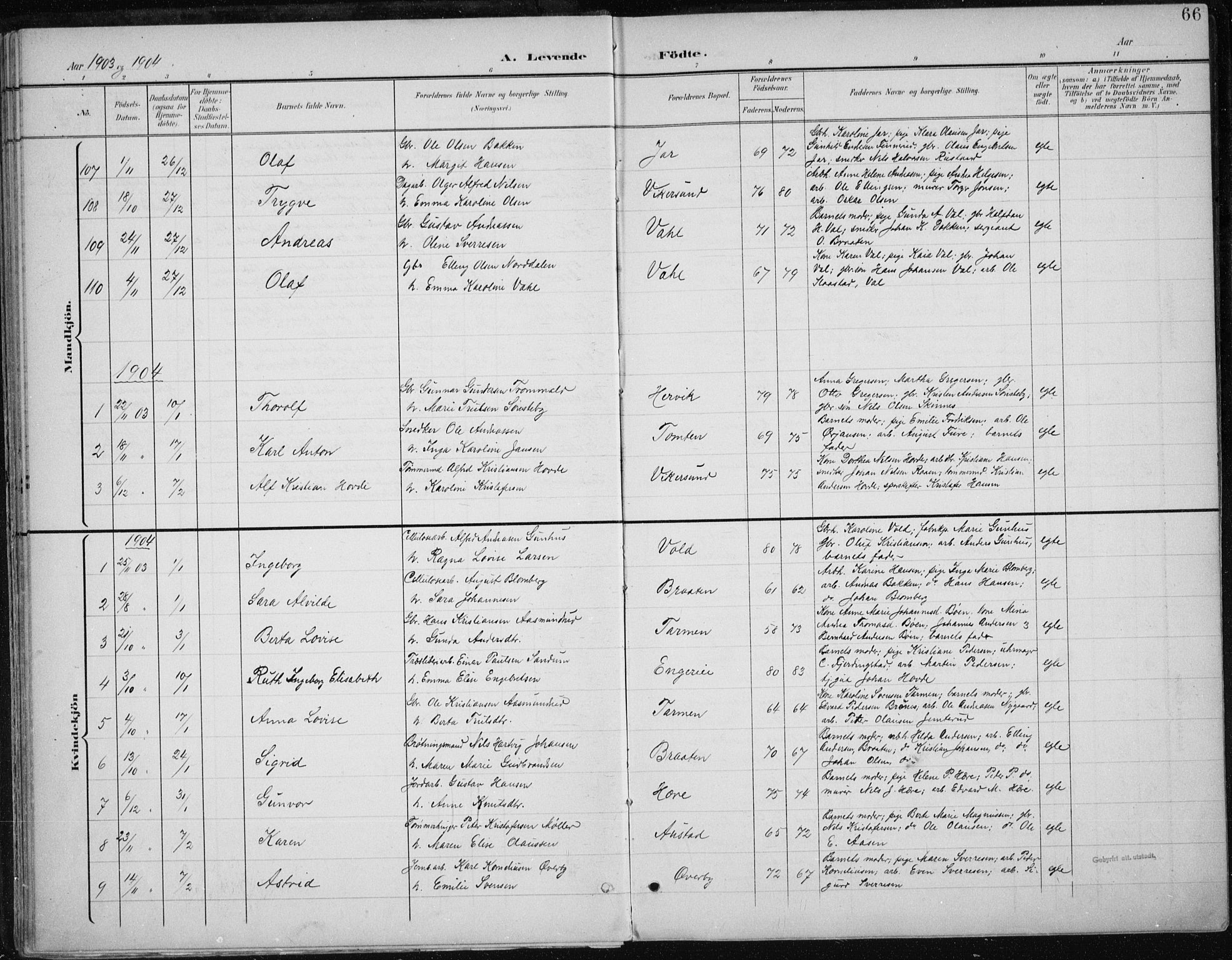 Modum kirkebøker, AV/SAKO-A-234/F/Fa/L0013: Parish register (official) no. 13, 1899-1907, p. 66