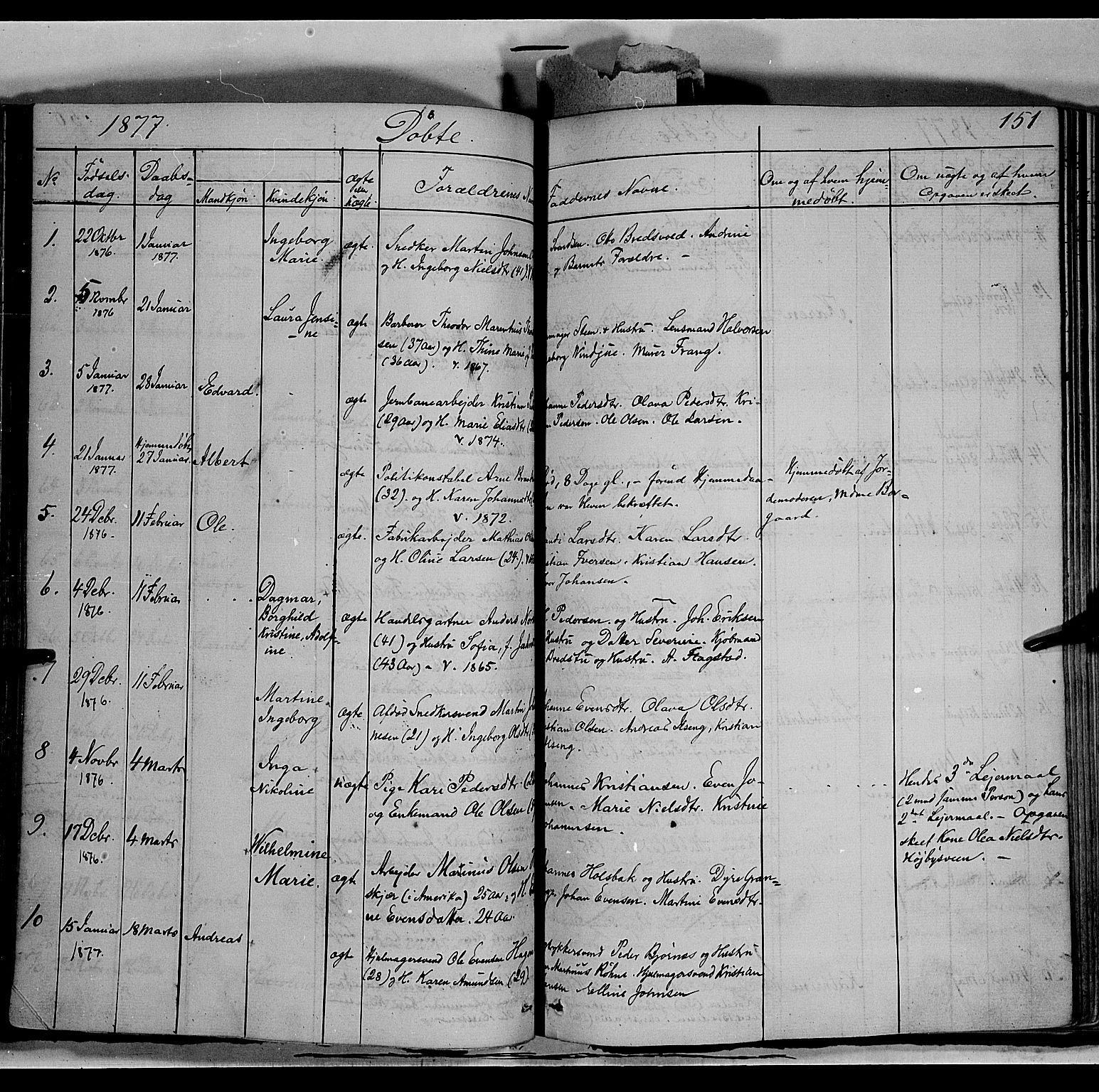 Vang prestekontor, Hedmark, SAH/PREST-008/H/Ha/Haa/L0011: Parish register (official) no. 11, 1852-1877, p. 151