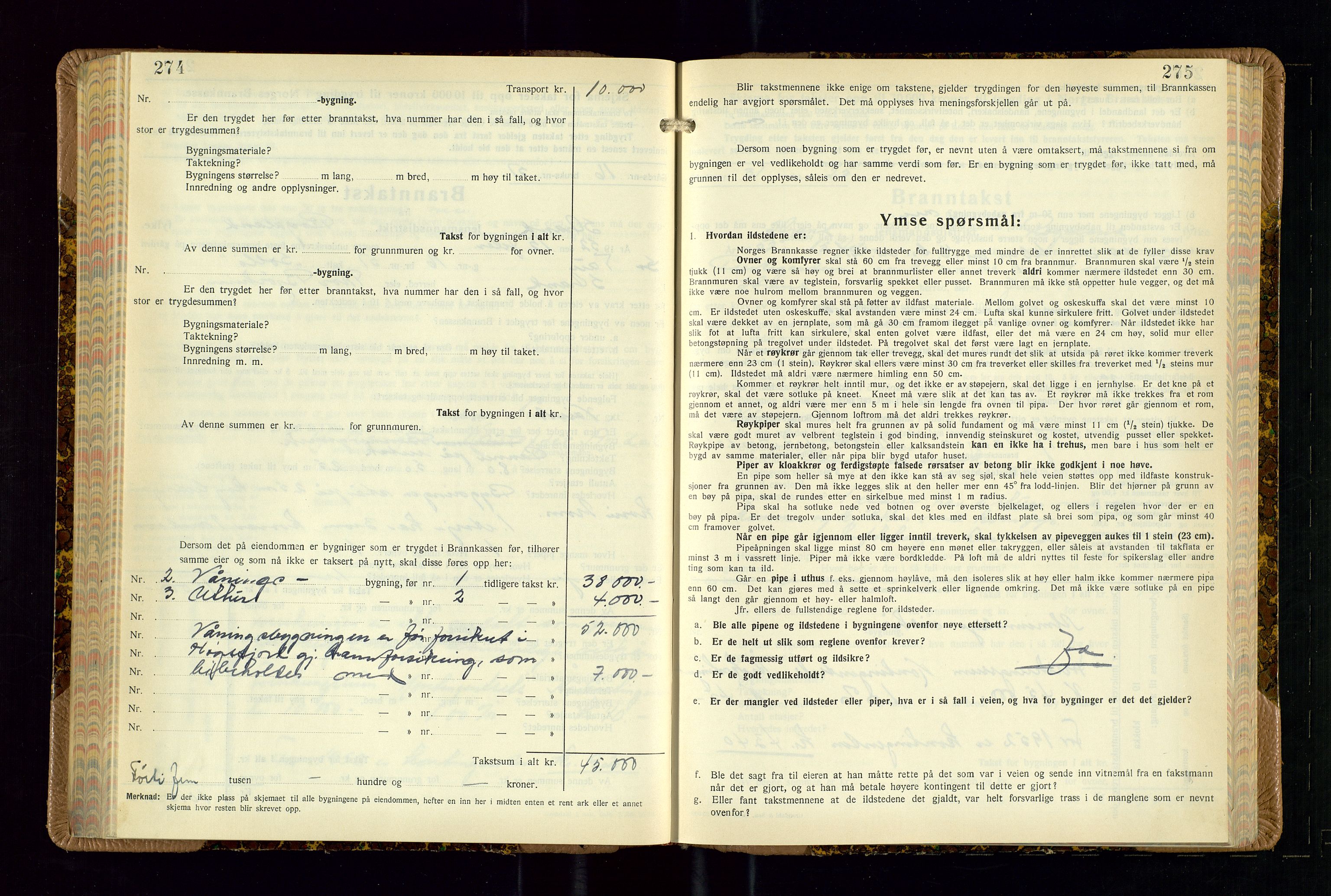 Strand og Forsand lensmannskontor, AV/SAST-A-100451/Gob/L0002: Branntakstprotokoll, 1942-1953, p. 274-275