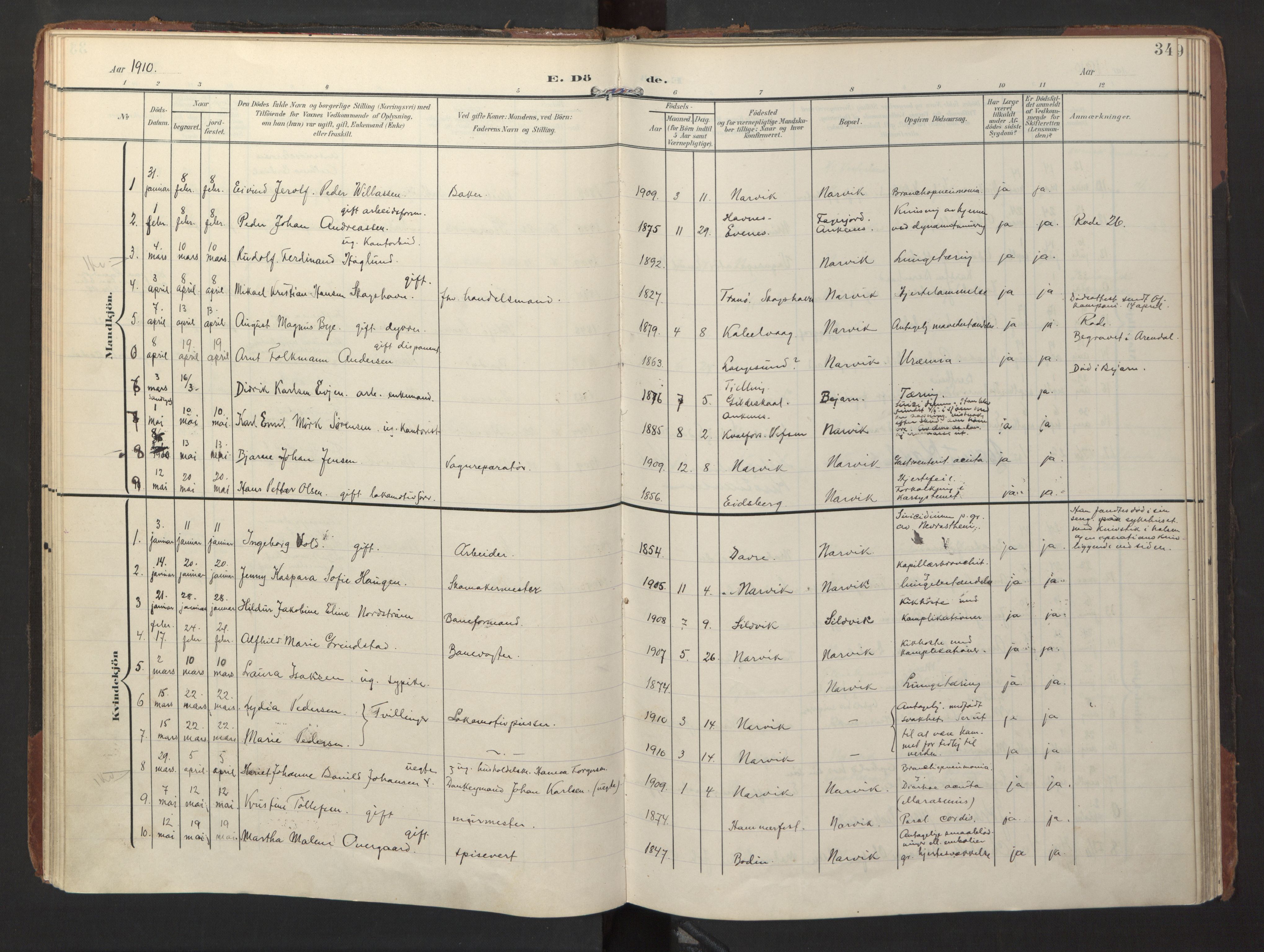 Ministerialprotokoller, klokkerbøker og fødselsregistre - Nordland, AV/SAT-A-1459/871/L1000: Parish register (official) no. 871A16, 1902-1925, p. 34