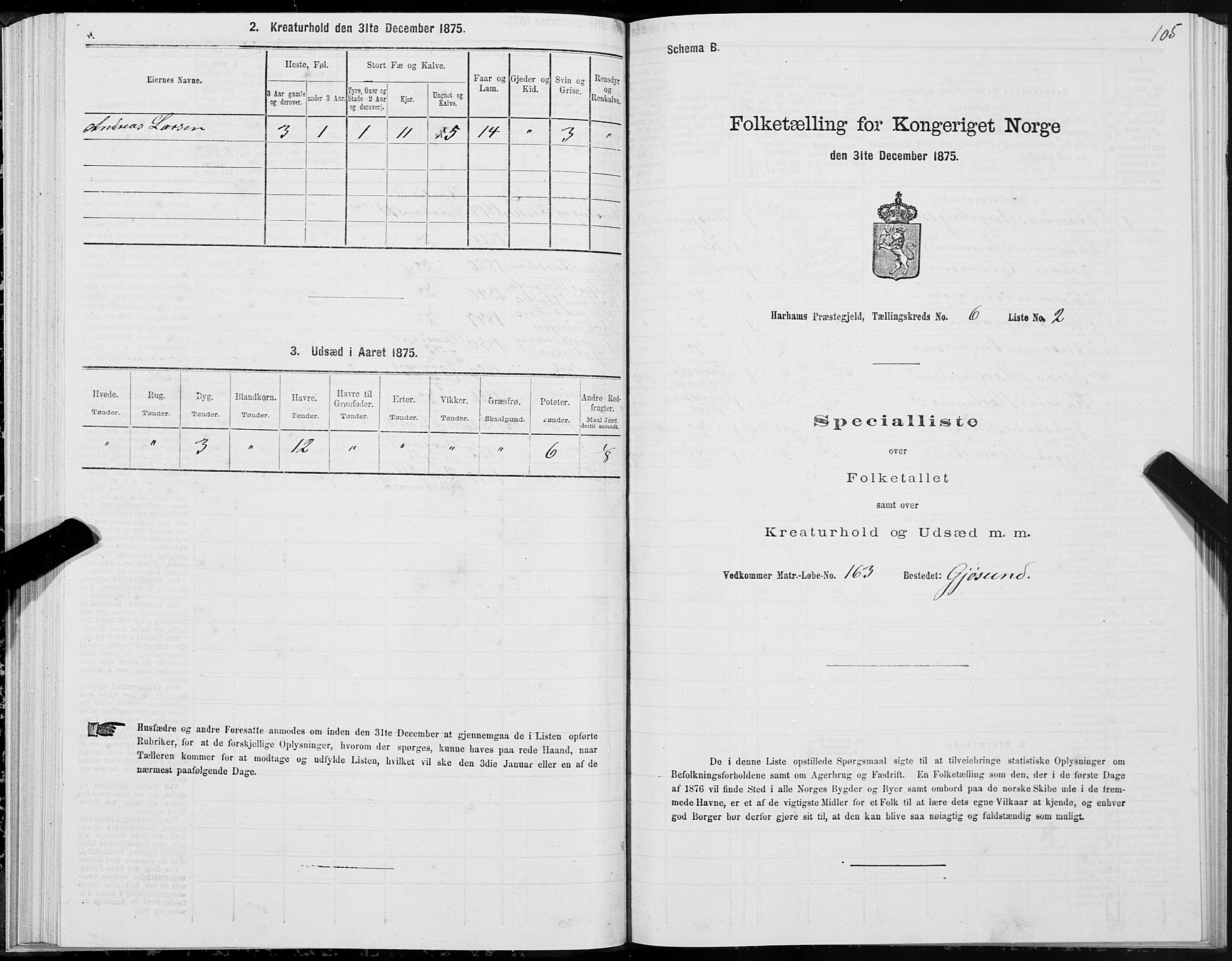 SAT, 1875 census for 1534P Haram, 1875, p. 3105
