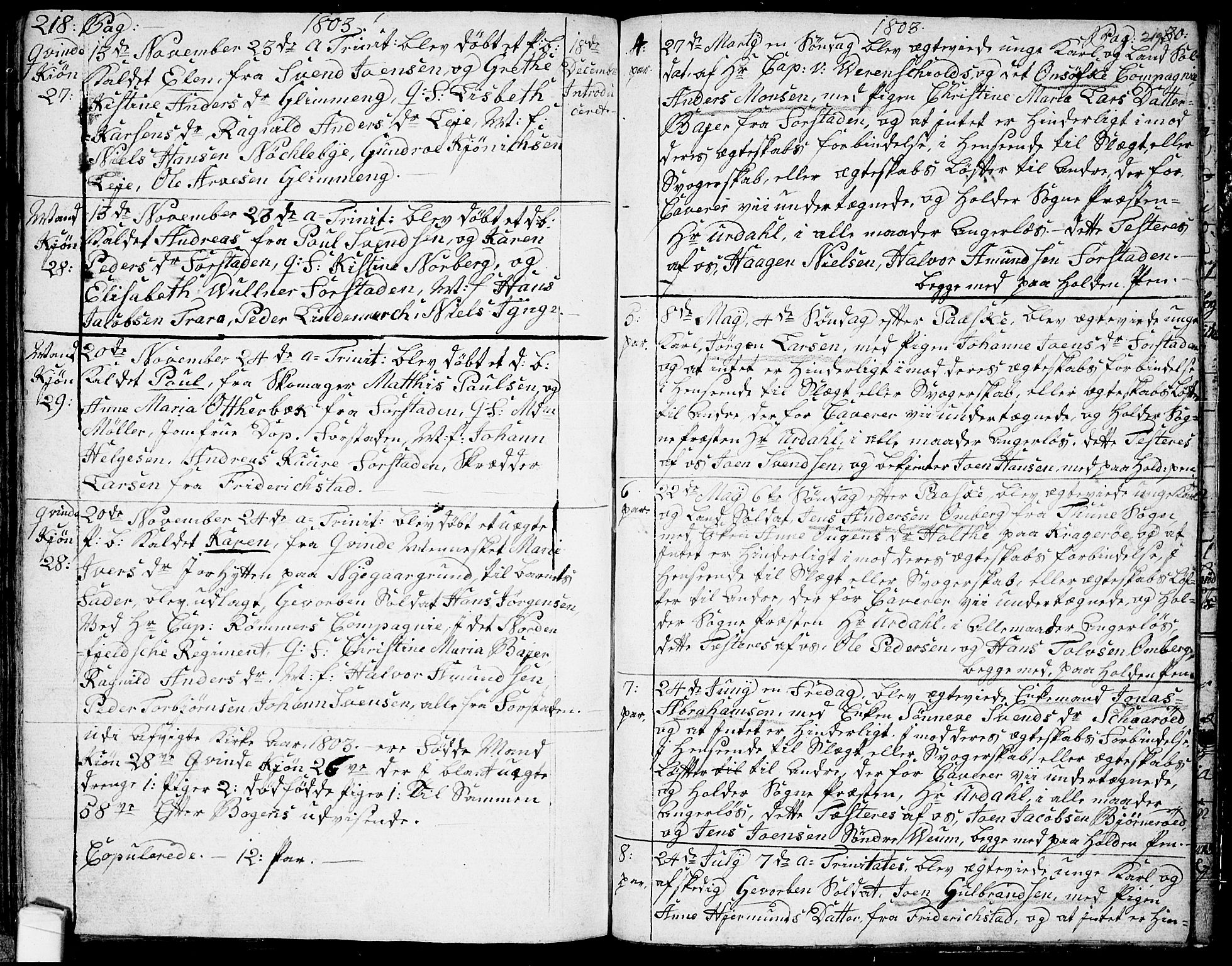 Glemmen prestekontor Kirkebøker, AV/SAO-A-10908/F/Fa/L0002: Parish register (official) no. 2, 1771-1803, p. 218-219
