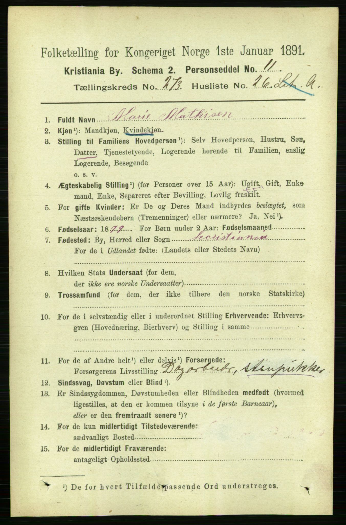 RA, 1891 census for 0301 Kristiania, 1891, p. 166277