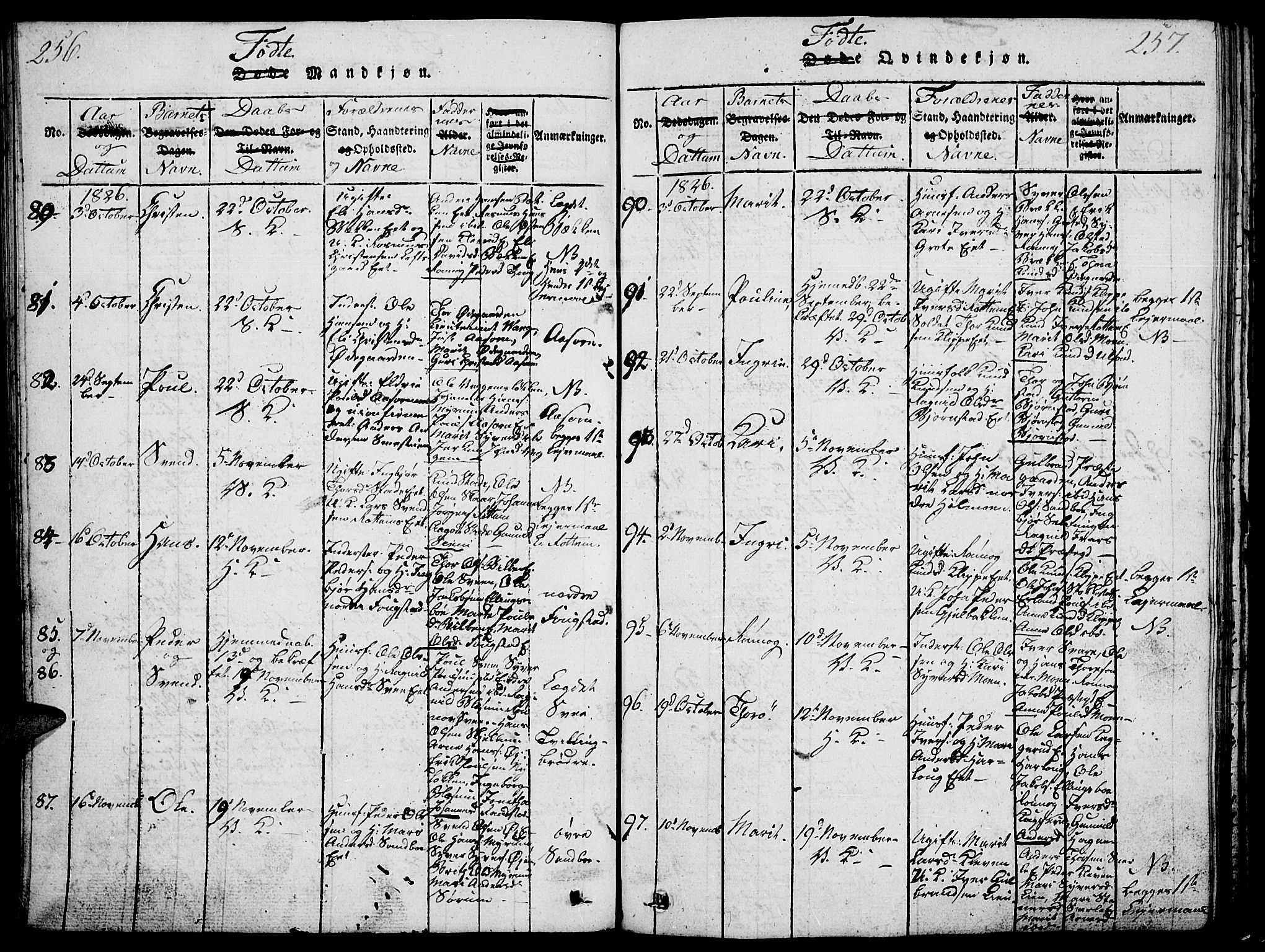 Vågå prestekontor, SAH/PREST-076/H/Ha/Haa/L0003: Parish register (official) no. 3, 1815-1827, p. 256-257
