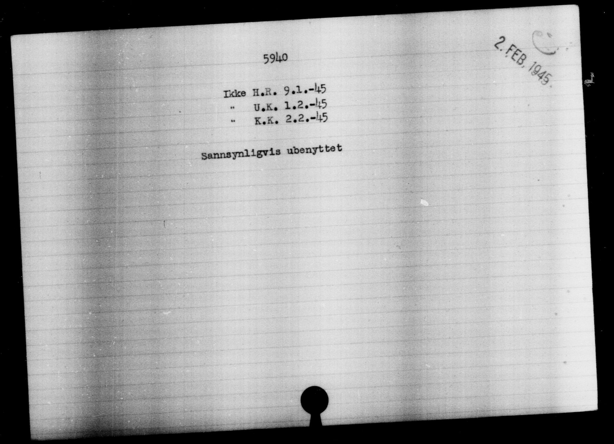 Den Kgl. Norske Legasjons Flyktningskontor, RA/S-6753/V/Va/L0004: Kjesäterkartoteket.  Flyktningenr. 3496-6610, 1940-1945, p. 2853