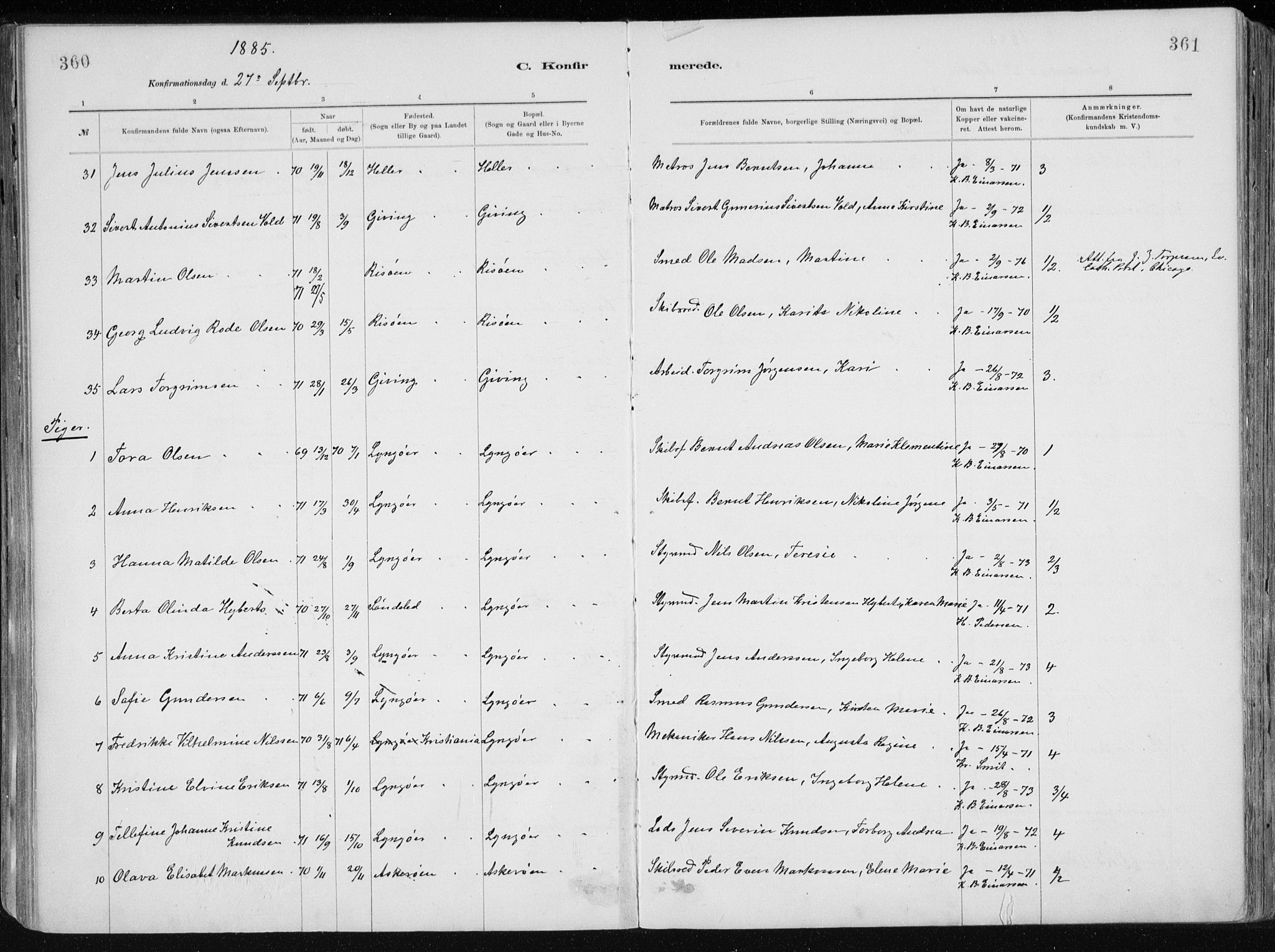 Dypvåg sokneprestkontor, AV/SAK-1111-0007/F/Fa/Faa/L0008: Parish register (official) no. A 8, 1885-1906, p. 360-361