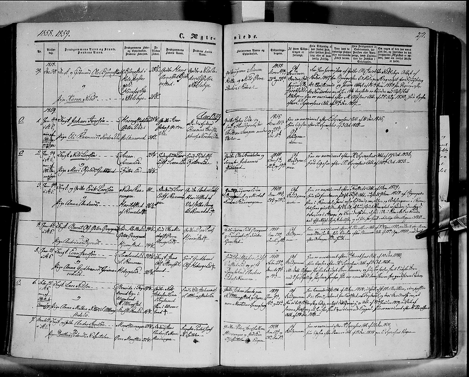 Stange prestekontor, SAH/PREST-002/K/L0012: Parish register (official) no. 12, 1852-1862, p. 271