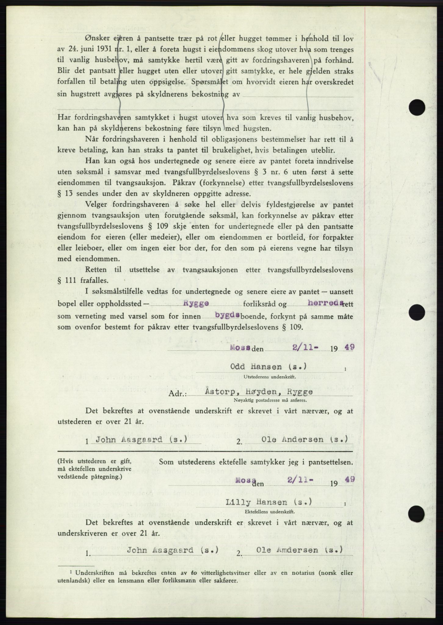 Moss sorenskriveri, SAO/A-10168: Mortgage book no. B23, 1949-1950, Diary no: : 3364/1949