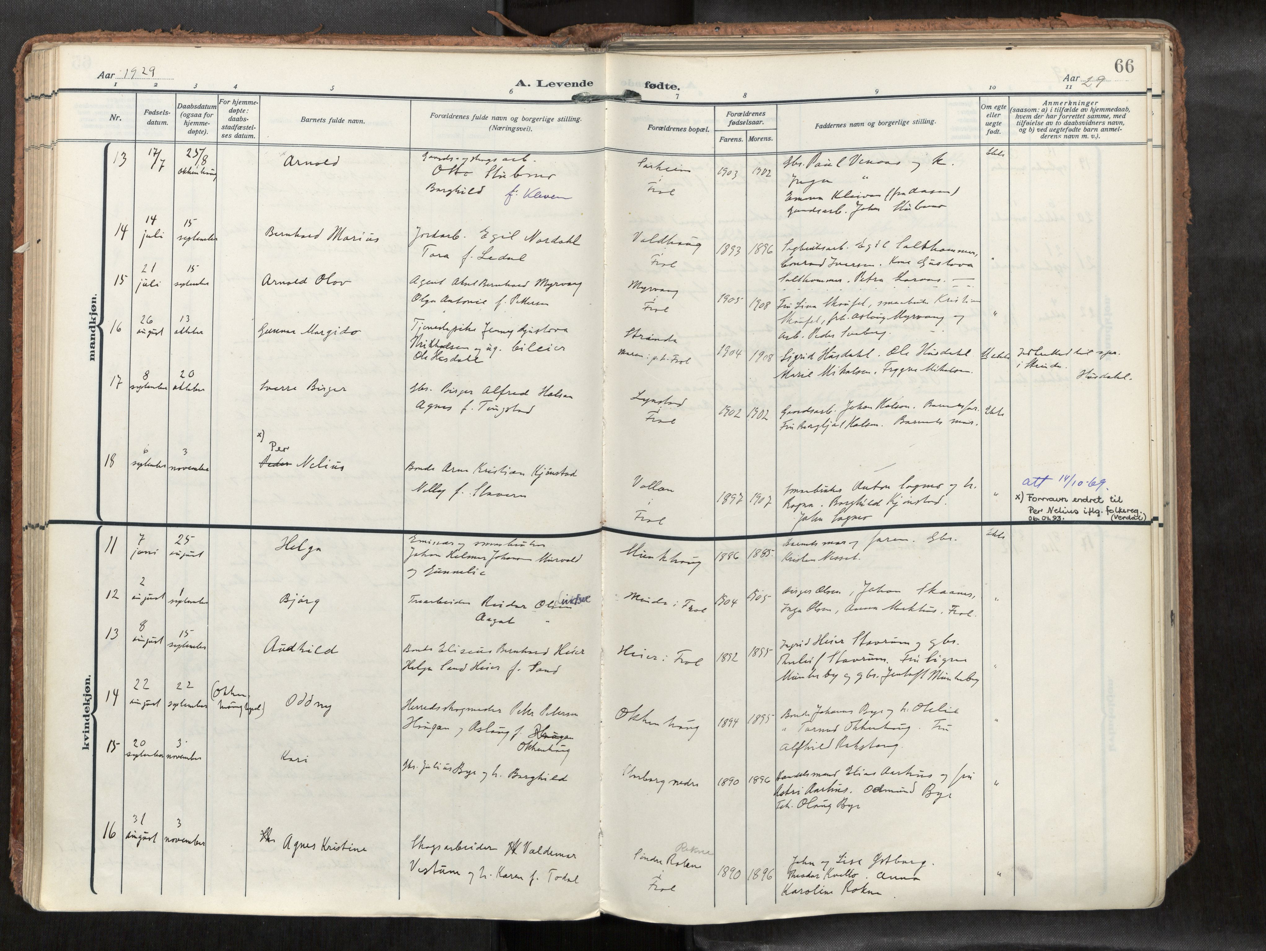 Levanger sokneprestkontor, AV/SAT-A-1301/2/H/Haa/L0002: Parish register (official) no. 2, 1912-1935, p. 66