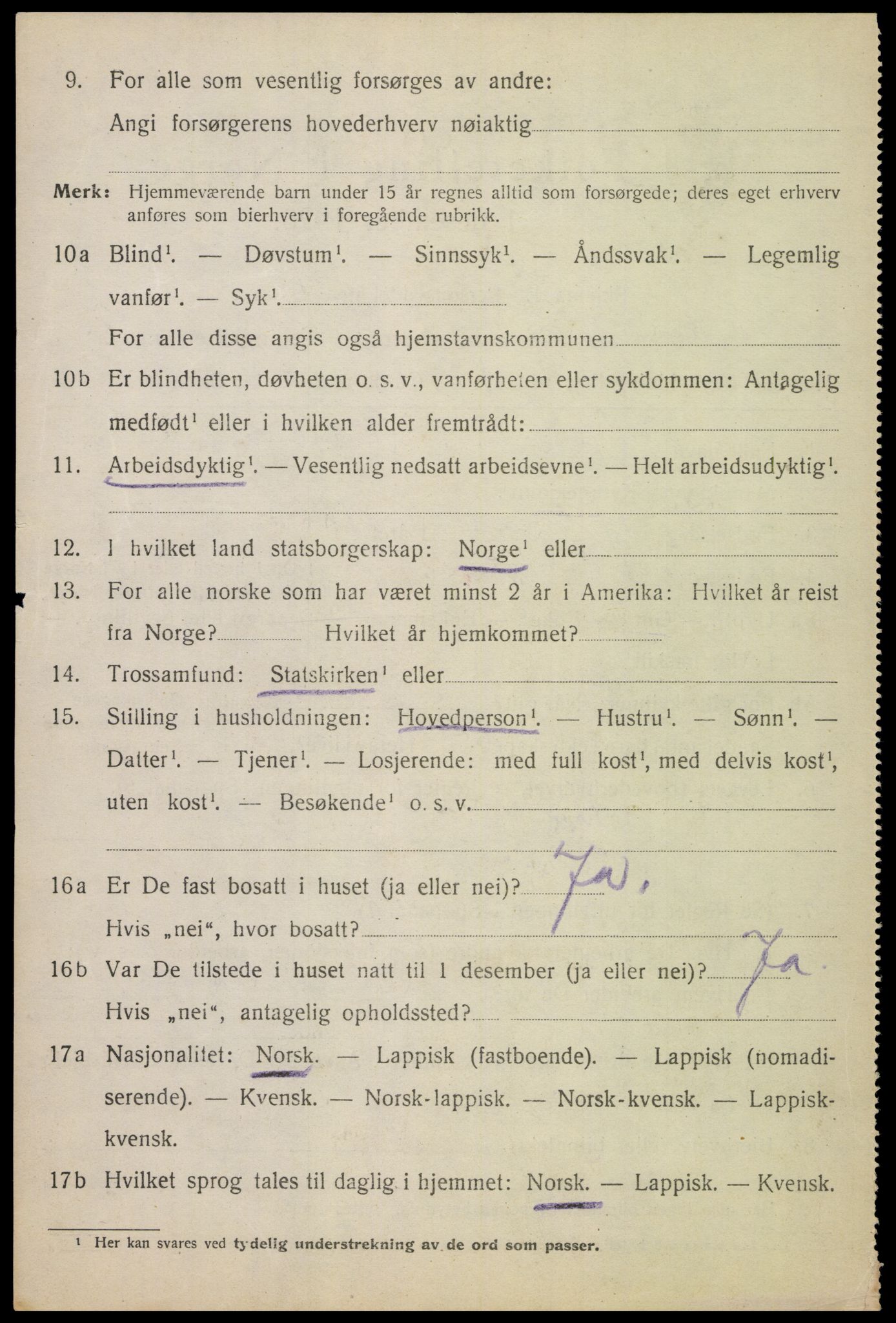 SAT, 1920 census for Ankenes, 1920, p. 3924