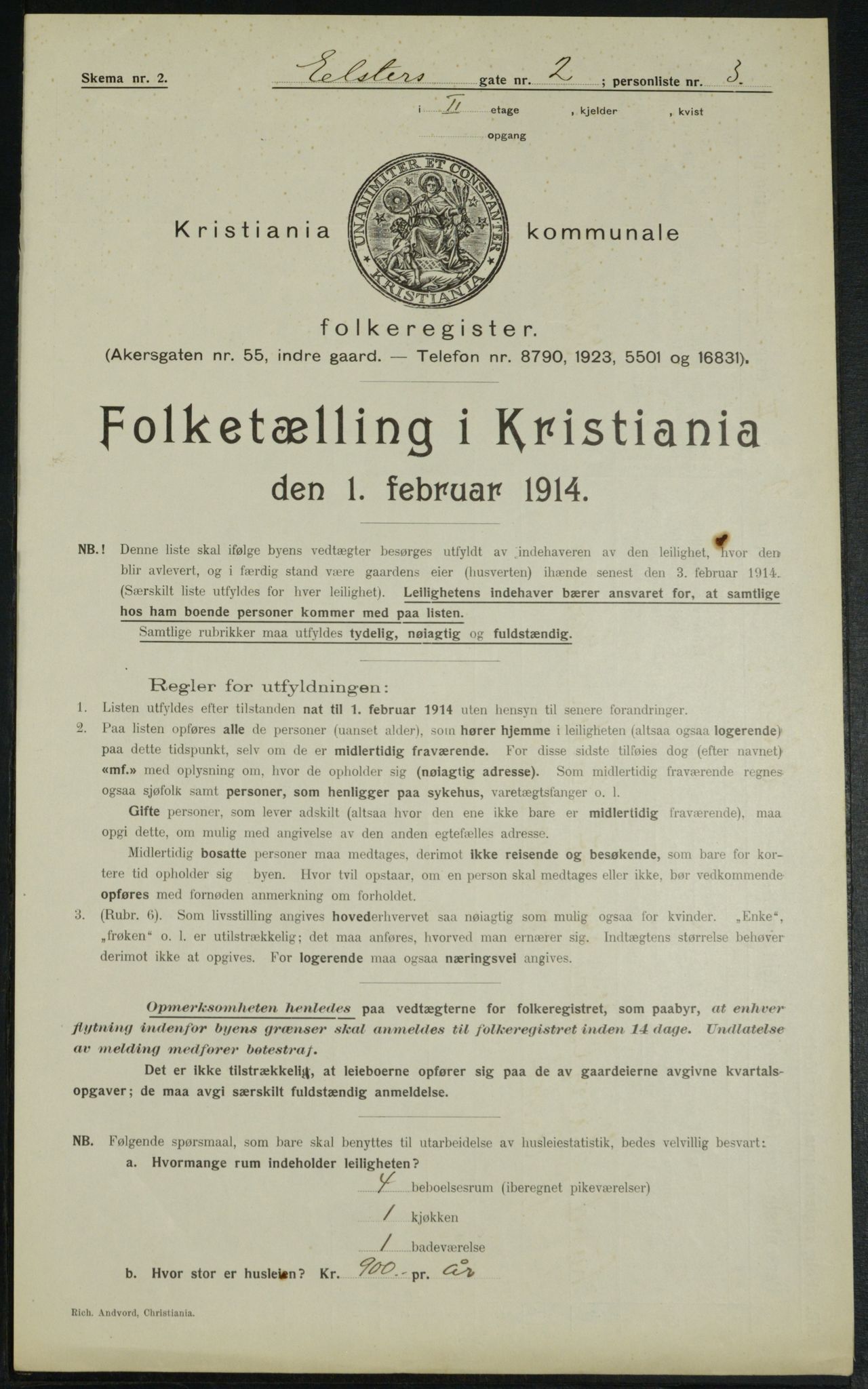 OBA, Municipal Census 1914 for Kristiania, 1914, p. 21043