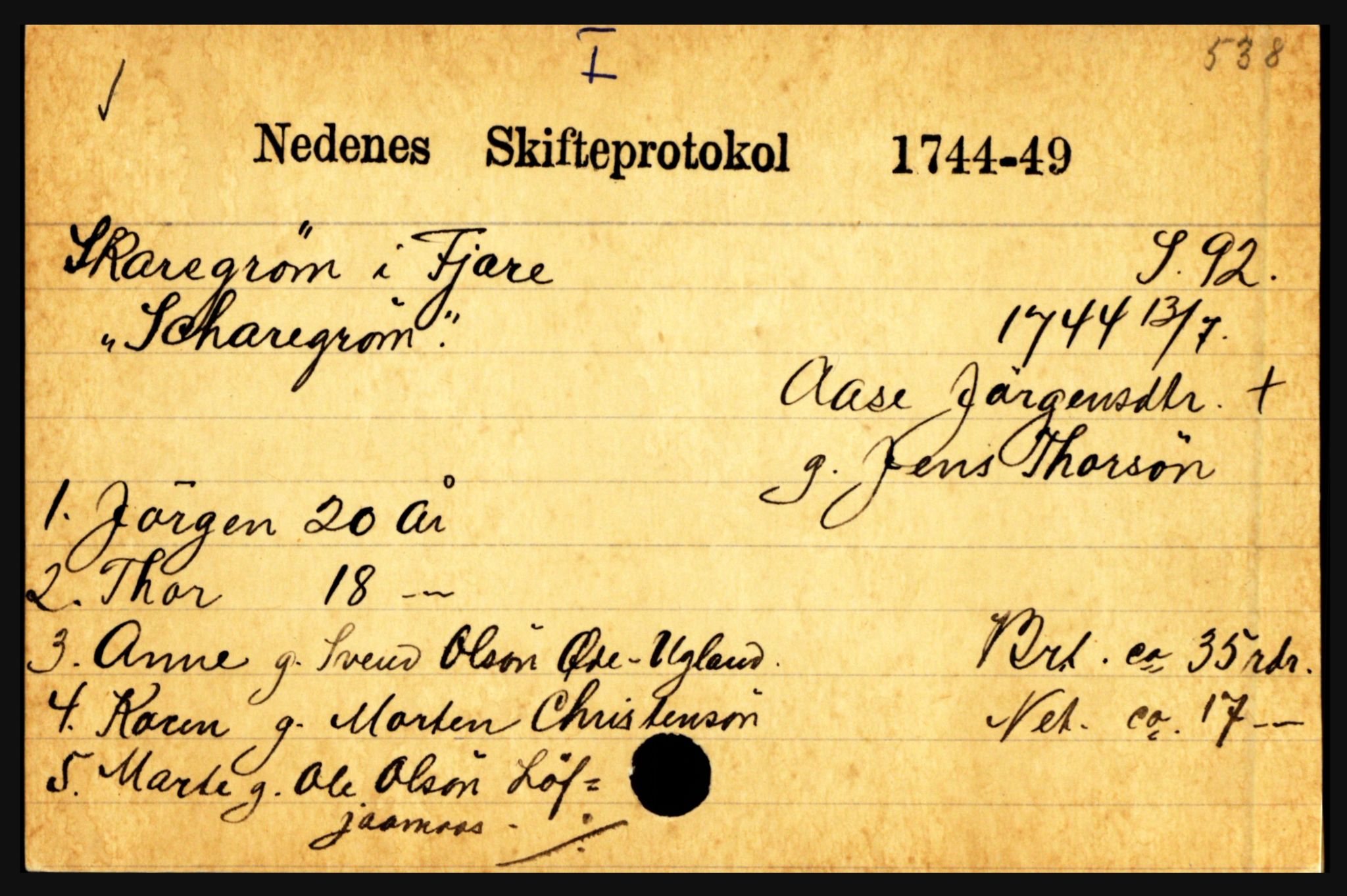 Nedenes sorenskriveri før 1824, AV/SAK-1221-0007/H, p. 26563