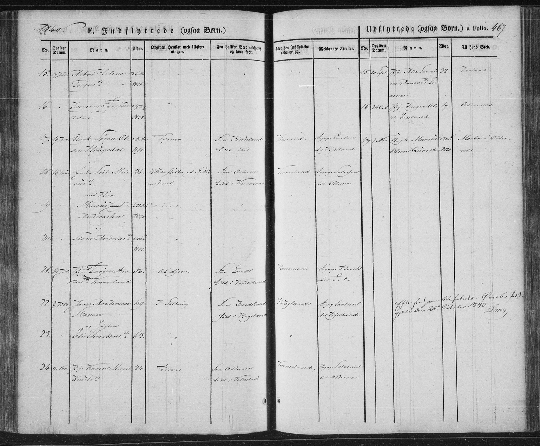 Vennesla sokneprestkontor, AV/SAK-1111-0045/Fa/Fac/L0004: Parish register (official) no. A 4, 1834-1855, p. 467