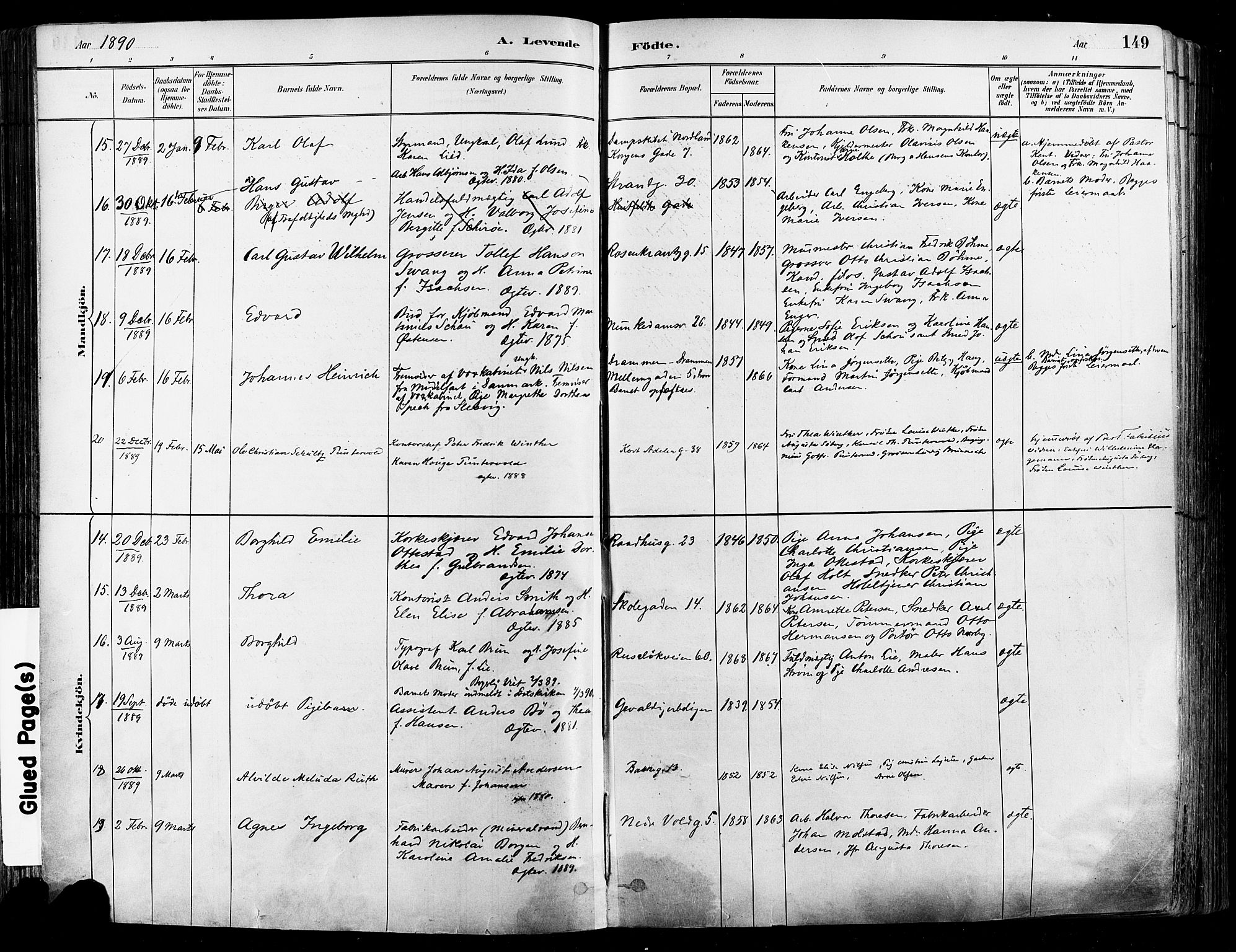 Johannes prestekontor Kirkebøker, SAO/A-10852/F/Fa/L0003: Parish register (official) no. 3, 1882-1896, p. 149