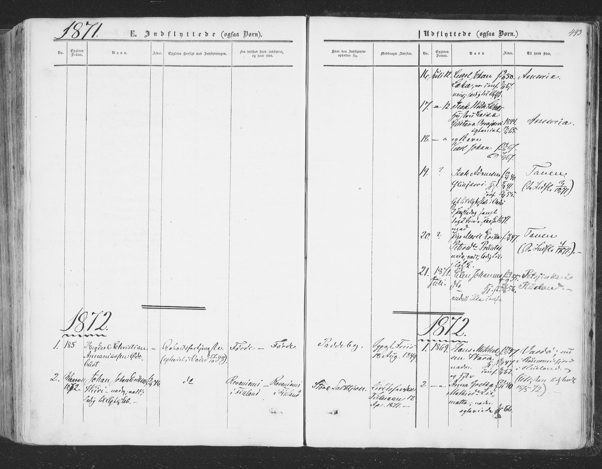 Vadsø sokneprestkontor, SATØ/S-1325/H/Ha/L0004kirke: Parish register (official) no. 4, 1854-1880, p. 443