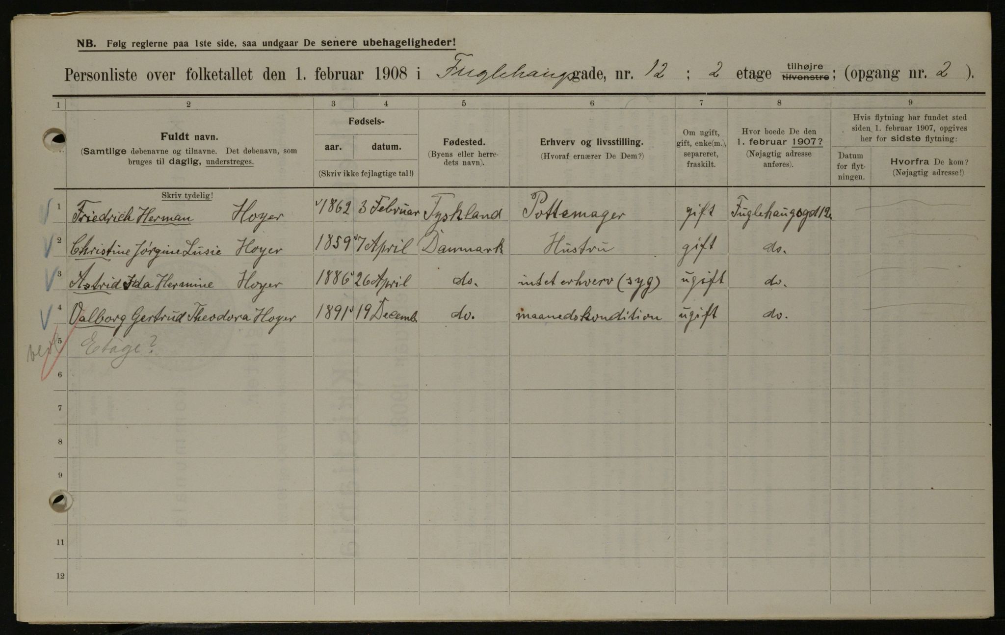 OBA, Municipal Census 1908 for Kristiania, 1908, p. 25627