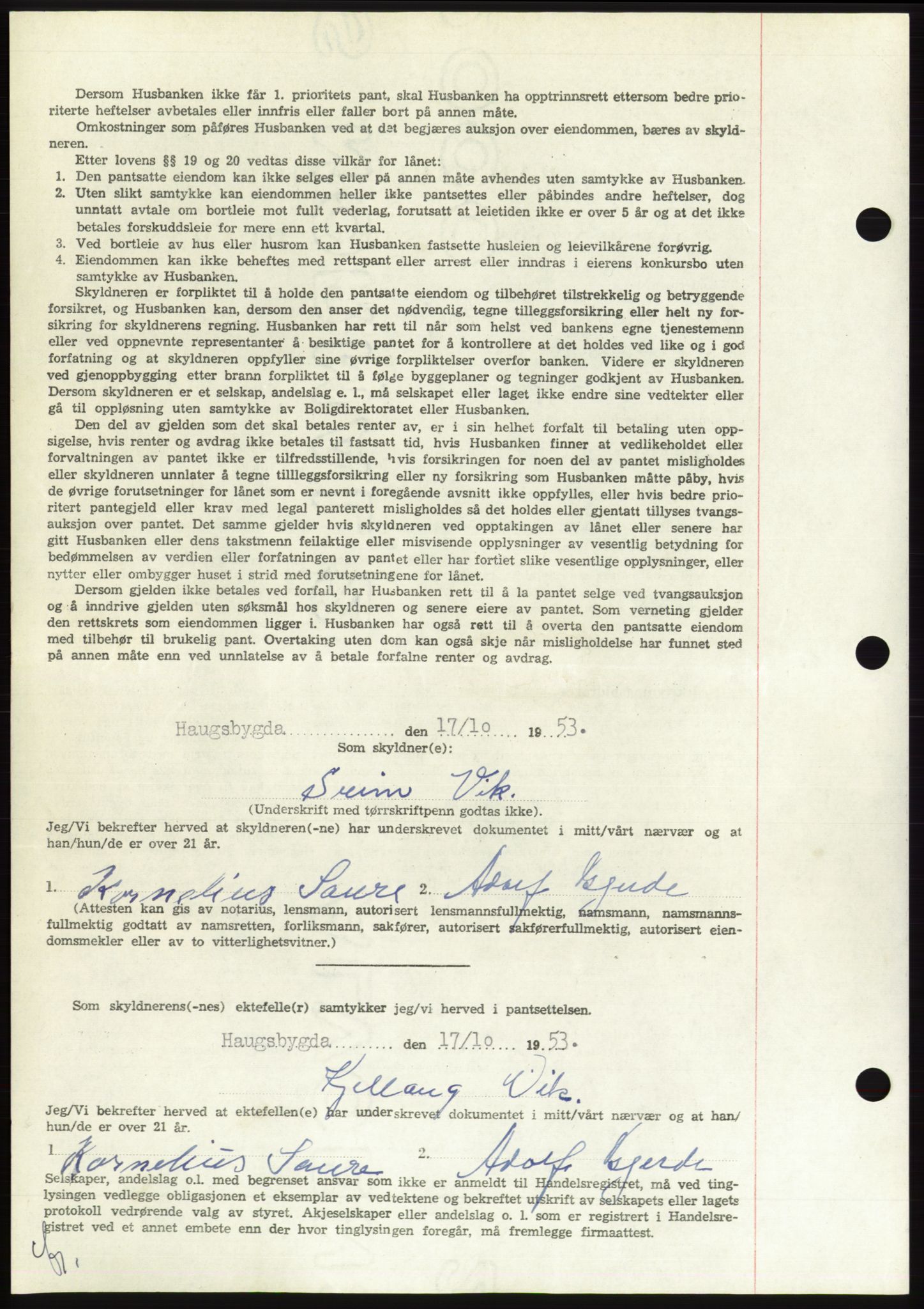 Søre Sunnmøre sorenskriveri, AV/SAT-A-4122/1/2/2C/L0124: Mortgage book no. 12B, 1953-1954, Diary no: : 2562/1953