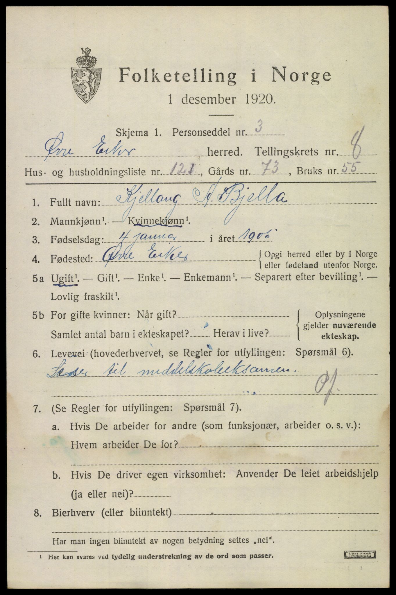 SAKO, 1920 census for Øvre Eiker, 1920, p. 15342