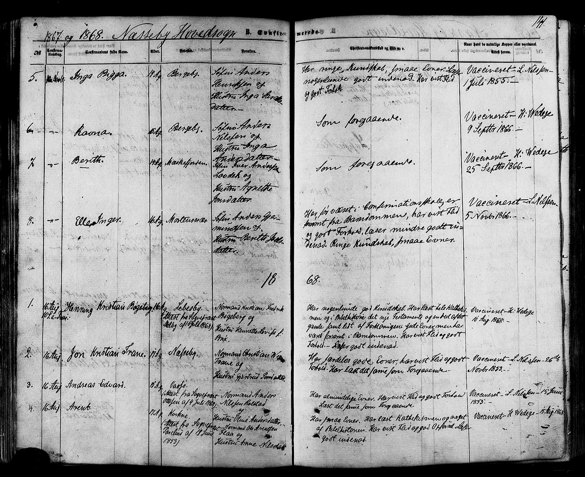 Nesseby sokneprestkontor, SATØ/S-1330/H/Ha/L0003kirke: Parish register (official) no. 3 /1, 1865-1876, p. 141