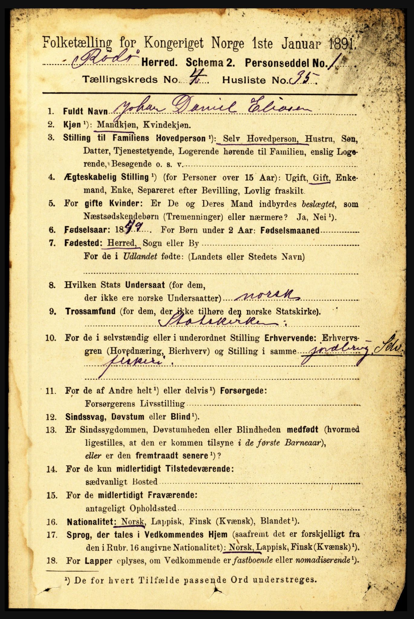 RA, 1891 census for 1836 Rødøy, 1891, p. 1853