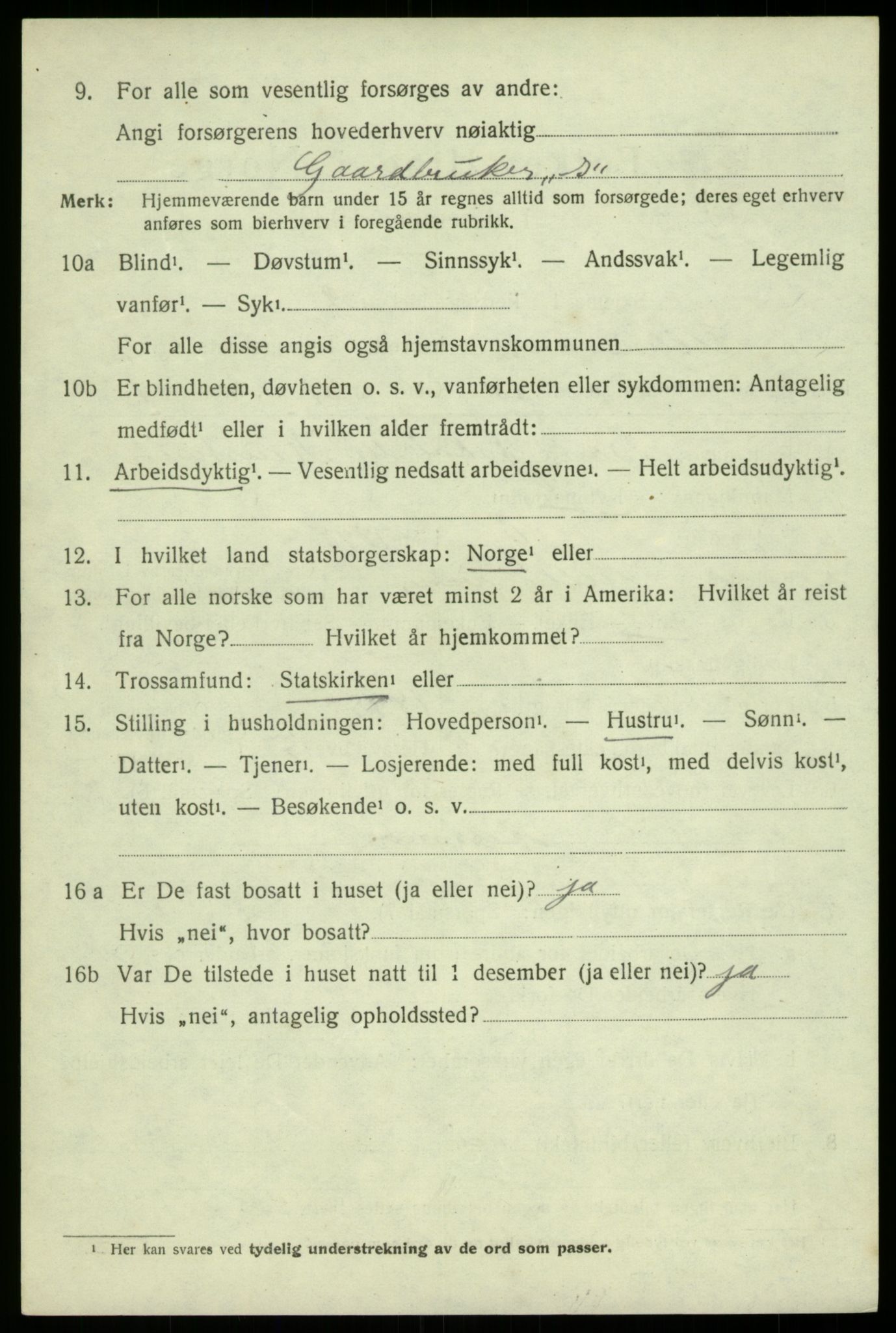 SAB, 1920 census for Ullensvang, 1920, p. 2349