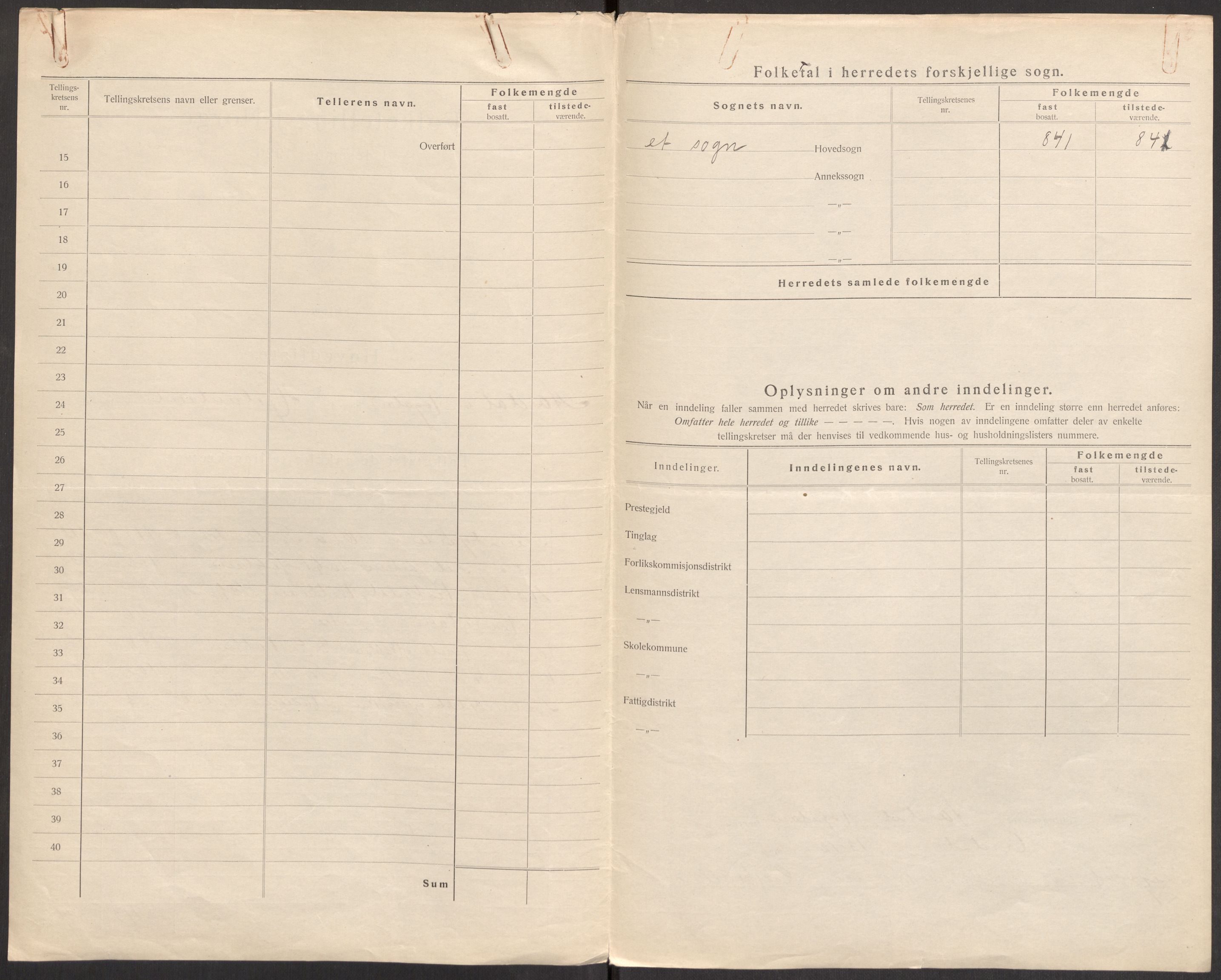 SAST, 1920 census for Årdal, 1920, p. 5