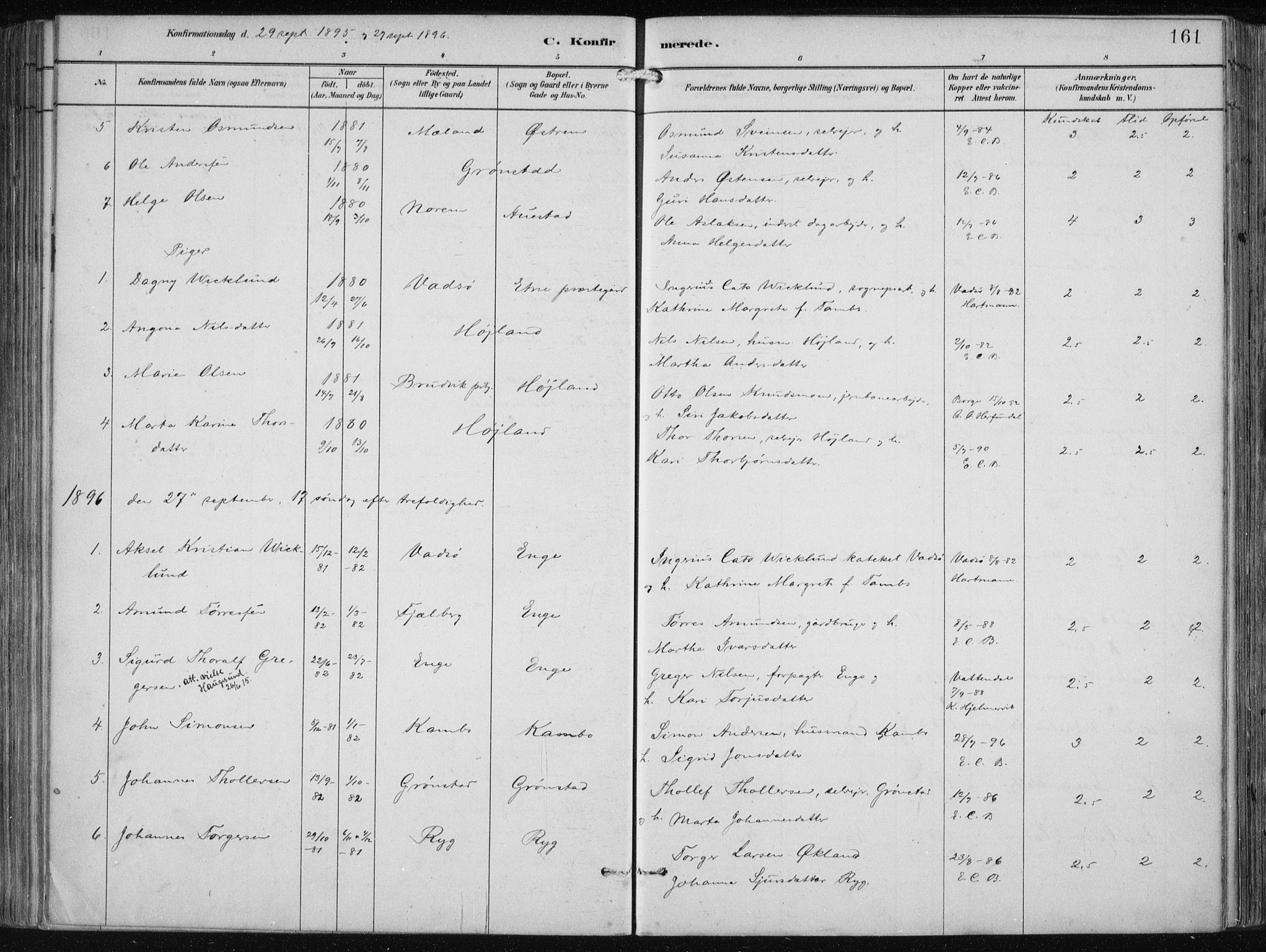 Etne sokneprestembete, SAB/A-75001/H/Haa: Parish register (official) no. B  1, 1879-1919, p. 161