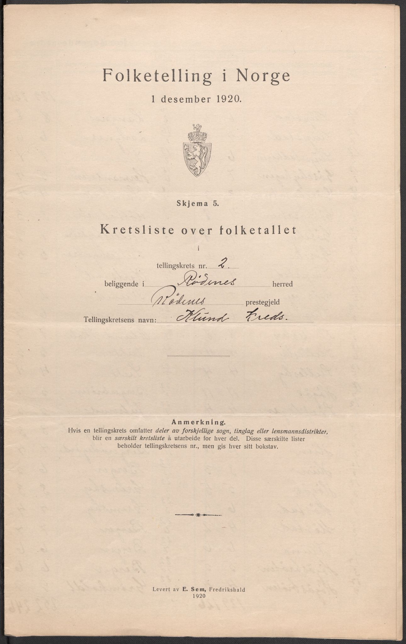 SAO, 1920 census for Rødenes, 1920, p. 12