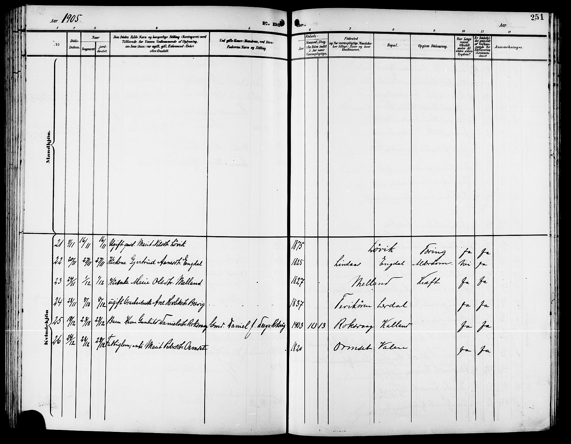 Ministerialprotokoller, klokkerbøker og fødselsregistre - Møre og Romsdal, AV/SAT-A-1454/578/L0910: Parish register (copy) no. 578C03, 1900-1921, p. 251