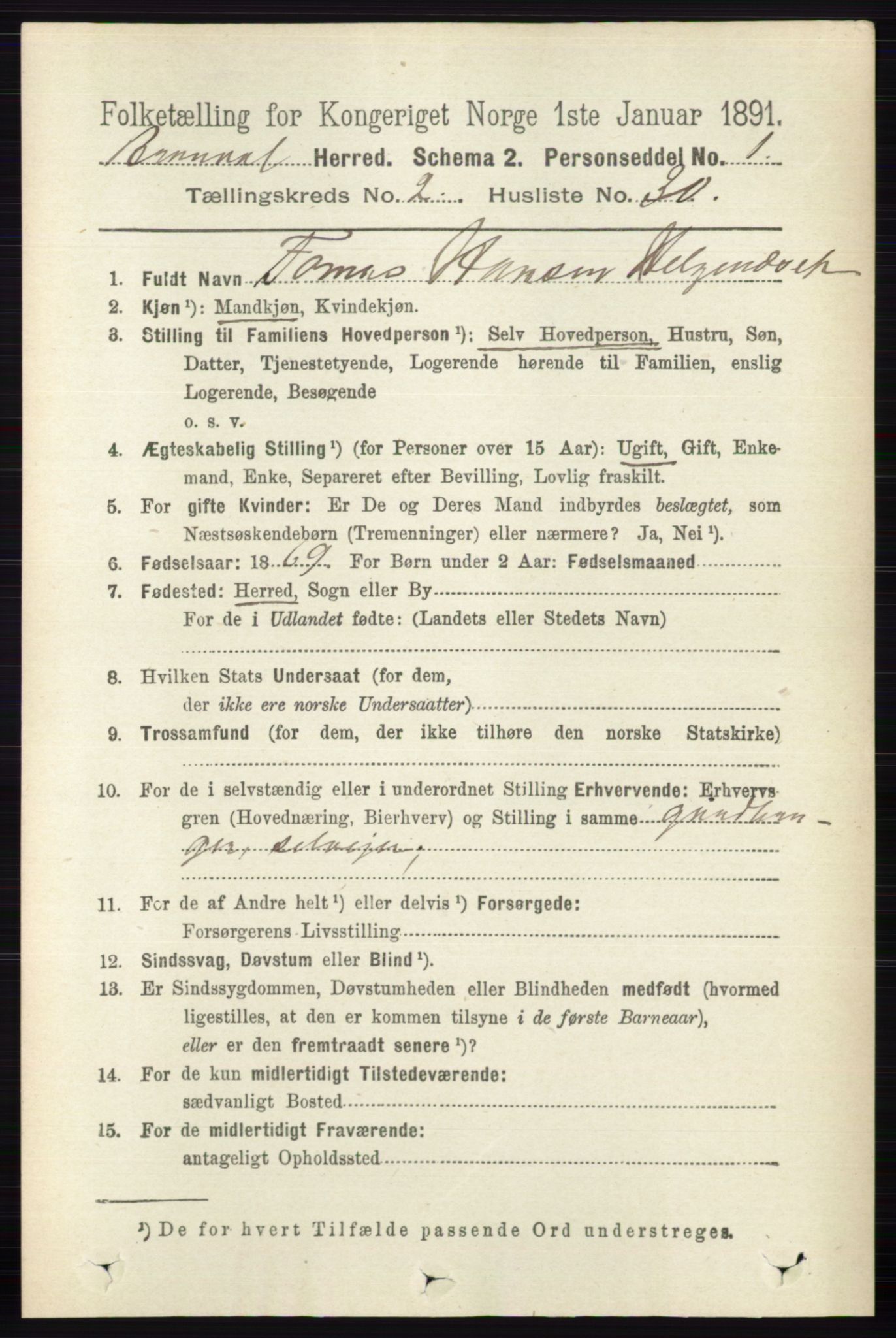 RA, 1891 census for 0422 Brandval, 1891, p. 976