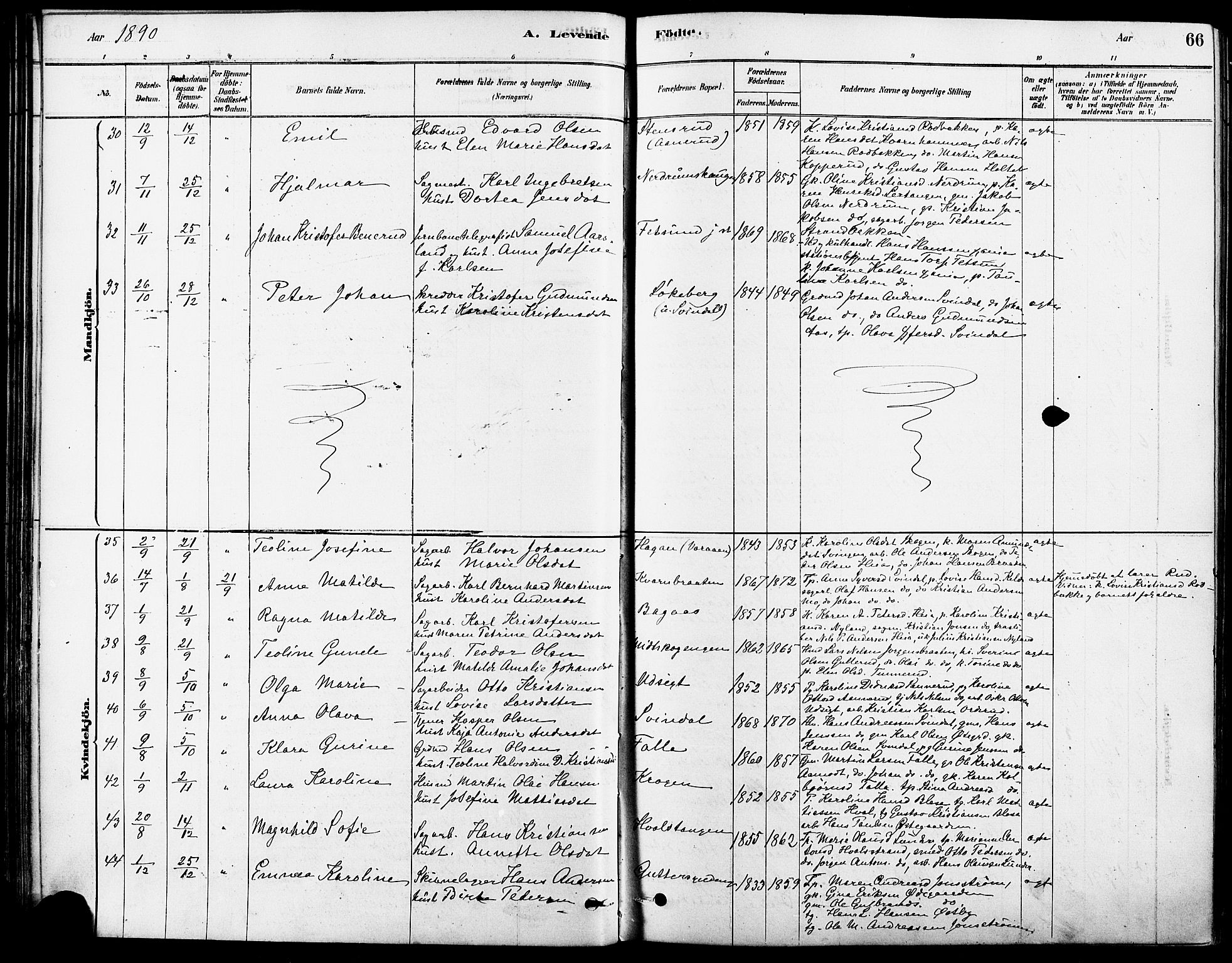 Fet prestekontor Kirkebøker, AV/SAO-A-10370a/F/Fa/L0014: Parish register (official) no. I 14, 1878-1891, p. 66