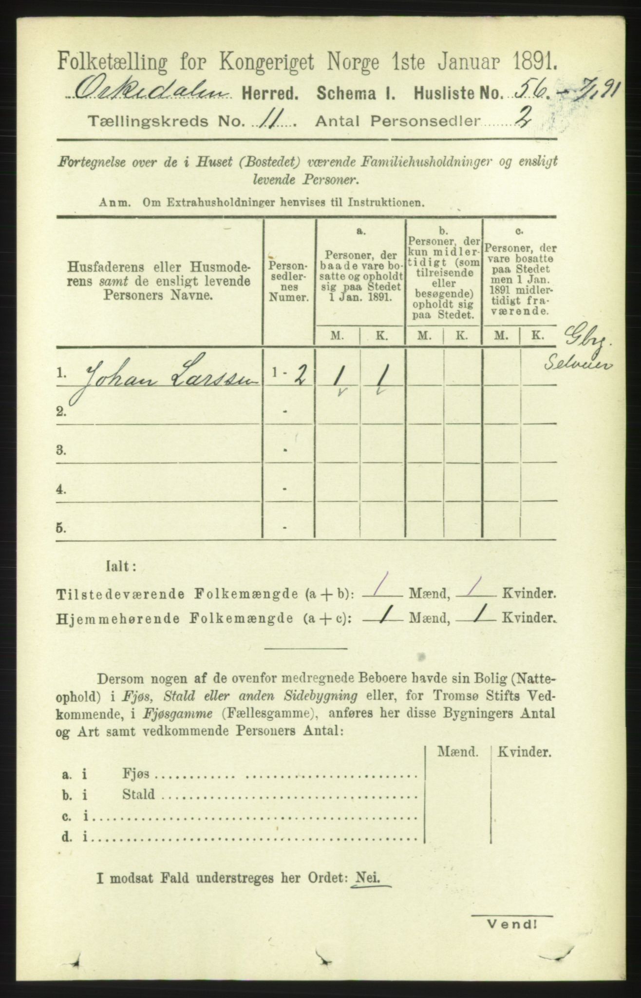 RA, 1891 census for 1638 Orkdal, 1891, p. 5135