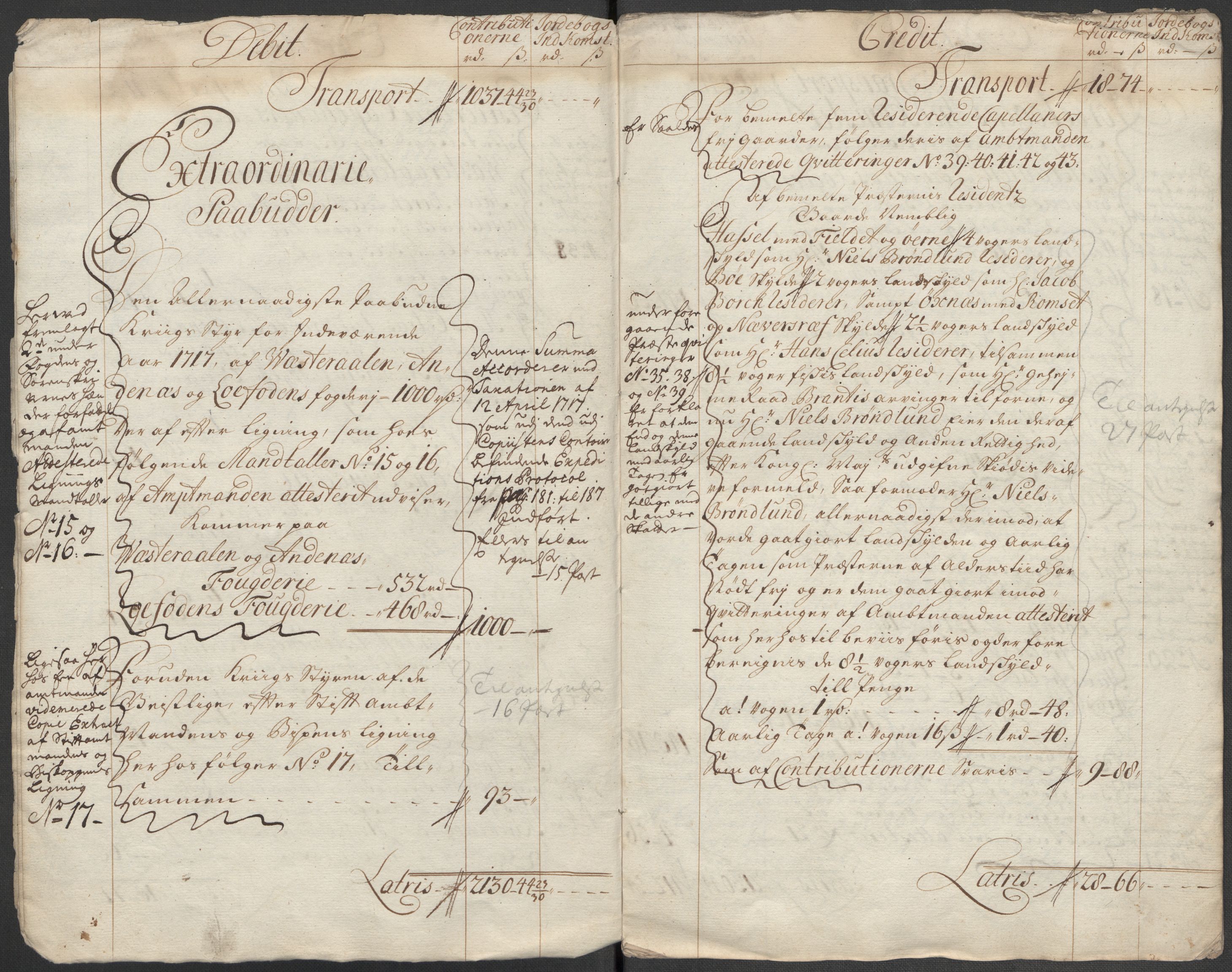 Rentekammeret inntil 1814, Reviderte regnskaper, Fogderegnskap, AV/RA-EA-4092/R67/L4683: Fogderegnskap Vesterålen, Andenes og Lofoten, 1717, p. 9