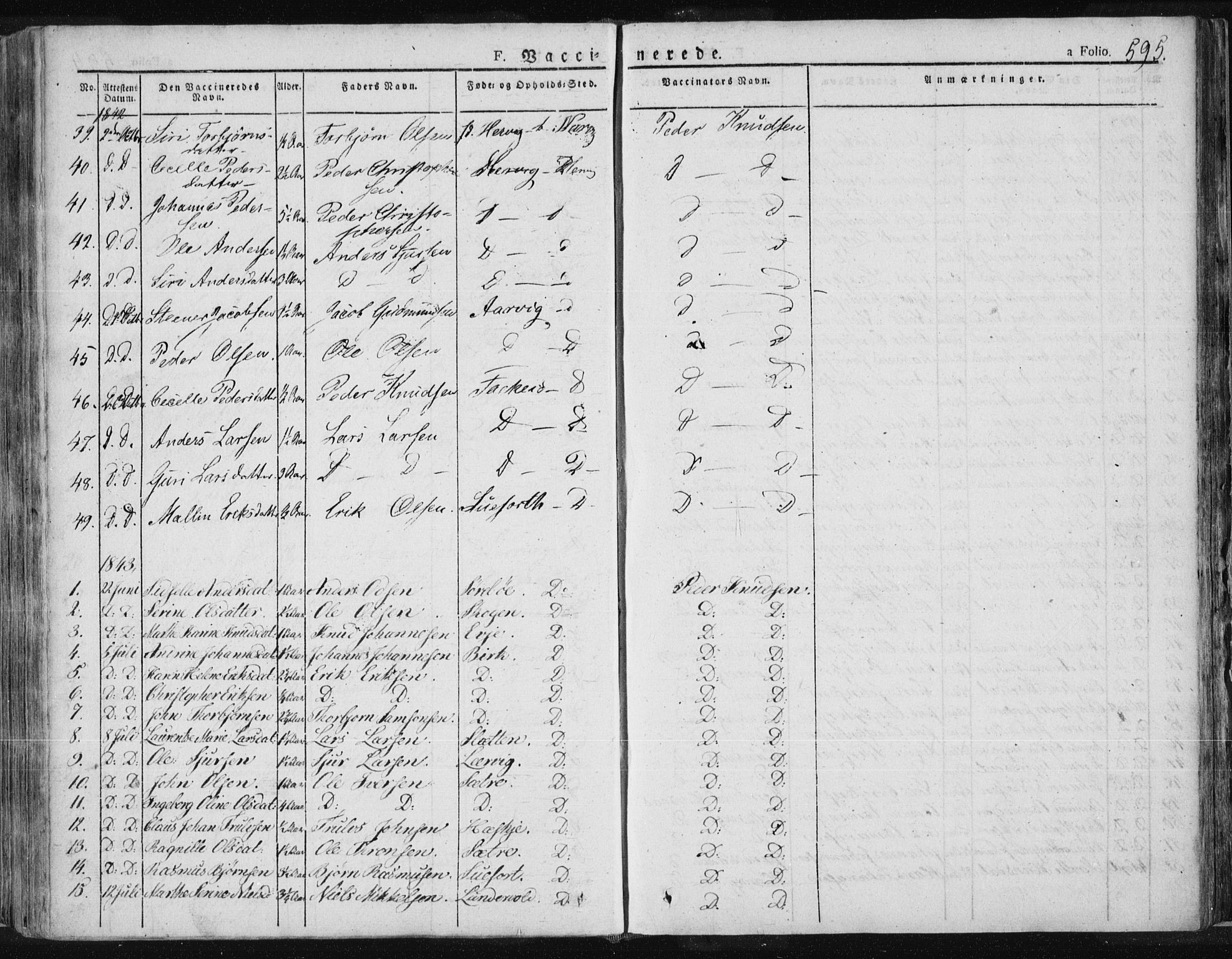 Tysvær sokneprestkontor, SAST/A -101864/H/Ha/Haa/L0001: Parish register (official) no. A 1.2, 1831-1856, p. 595