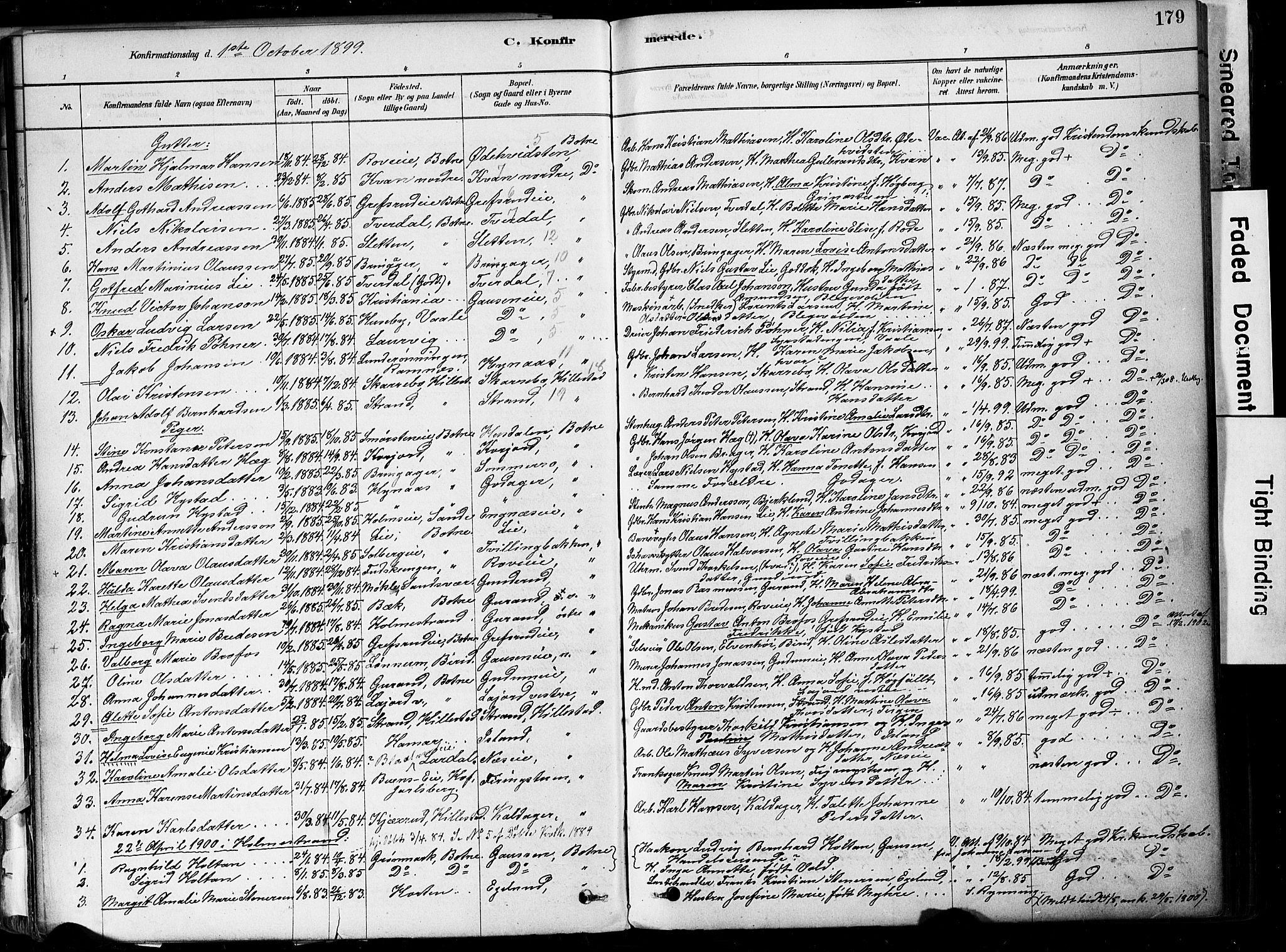 Botne kirkebøker, SAKO/A-340/F/Fa/L0007: Parish register (official) no. I 7, 1878-1910, p. 179