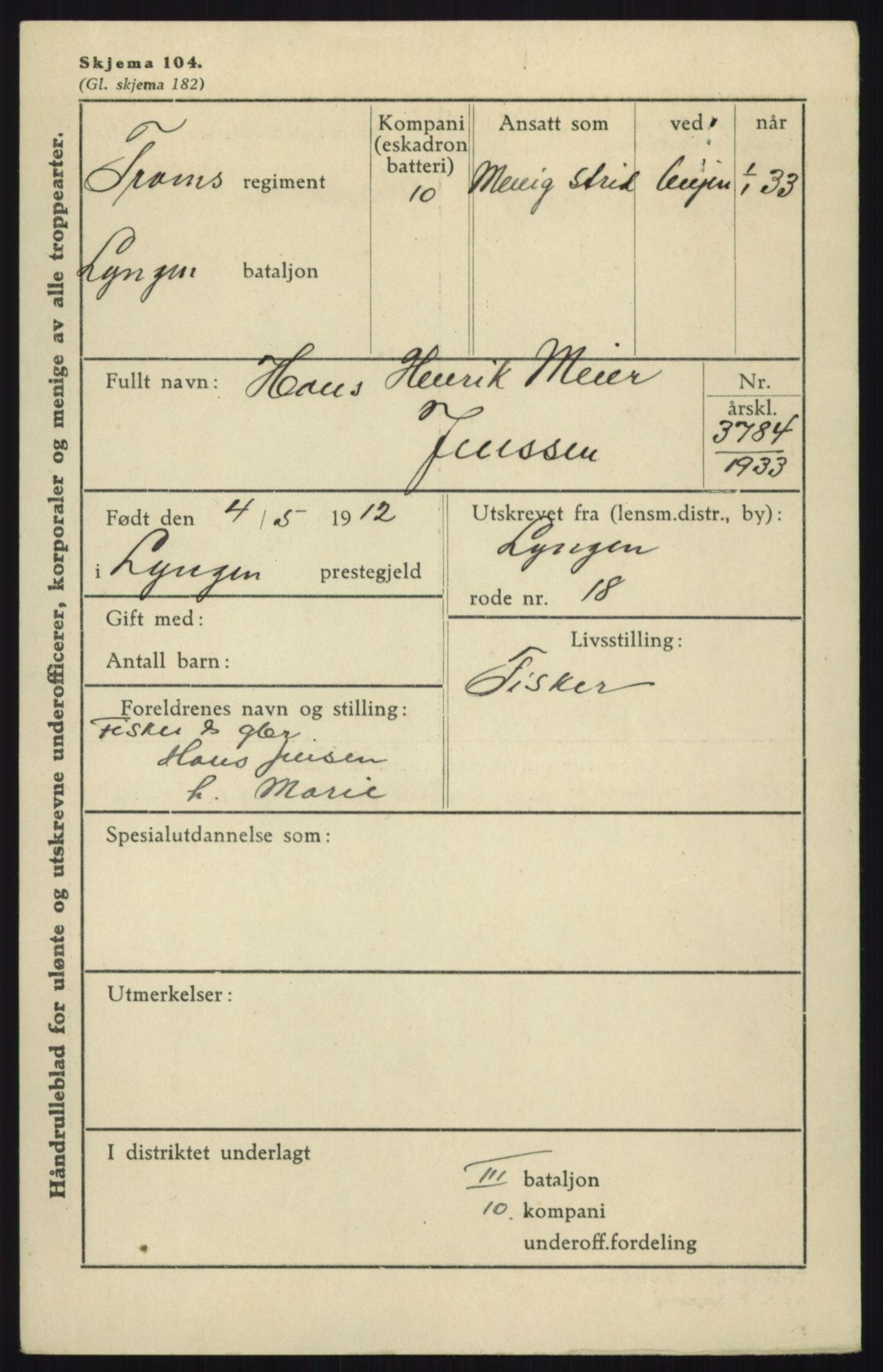 Forsvaret, Troms infanteriregiment nr. 16, AV/RA-RAFA-3146/P/Pa/L0017: Rulleblad for regimentets menige mannskaper, årsklasse 1933, 1933, p. 545