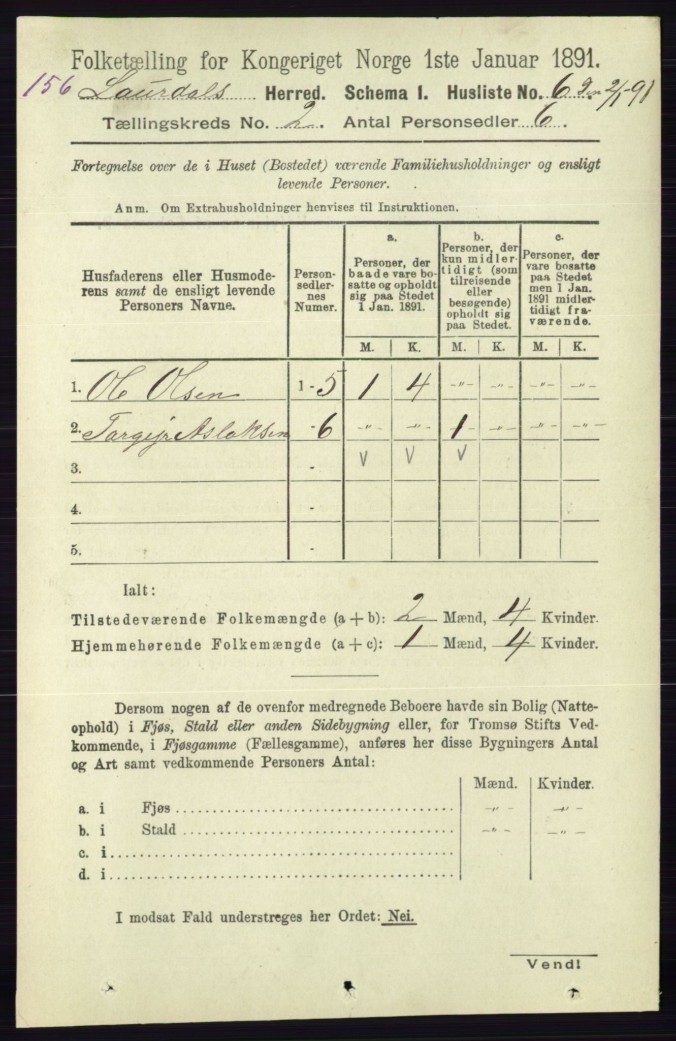 RA, 1891 census for 0833 Lårdal, 1891, p. 576