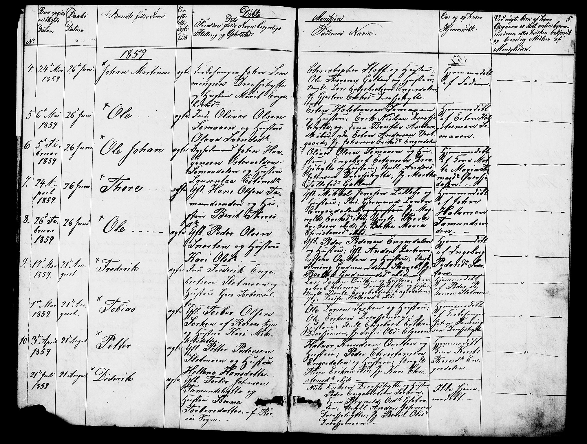 Rendalen prestekontor, SAH/PREST-054/H/Ha/Hab/L0002: Parish register (copy) no. 2, 1858-1880, p. 5