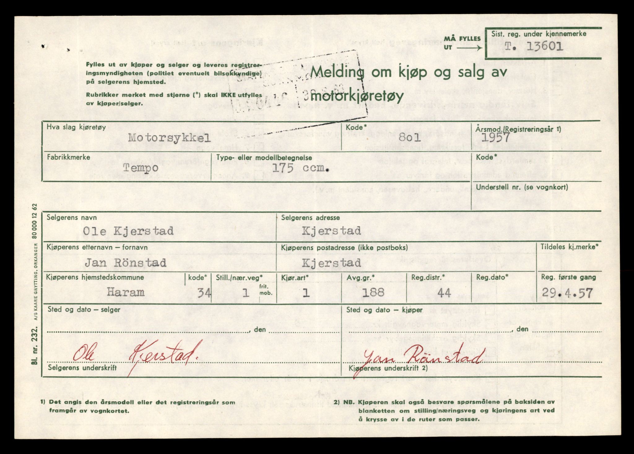 Møre og Romsdal vegkontor - Ålesund trafikkstasjon, AV/SAT-A-4099/F/Fe/L0040: Registreringskort for kjøretøy T 13531 - T 13709, 1927-1998, p. 1262