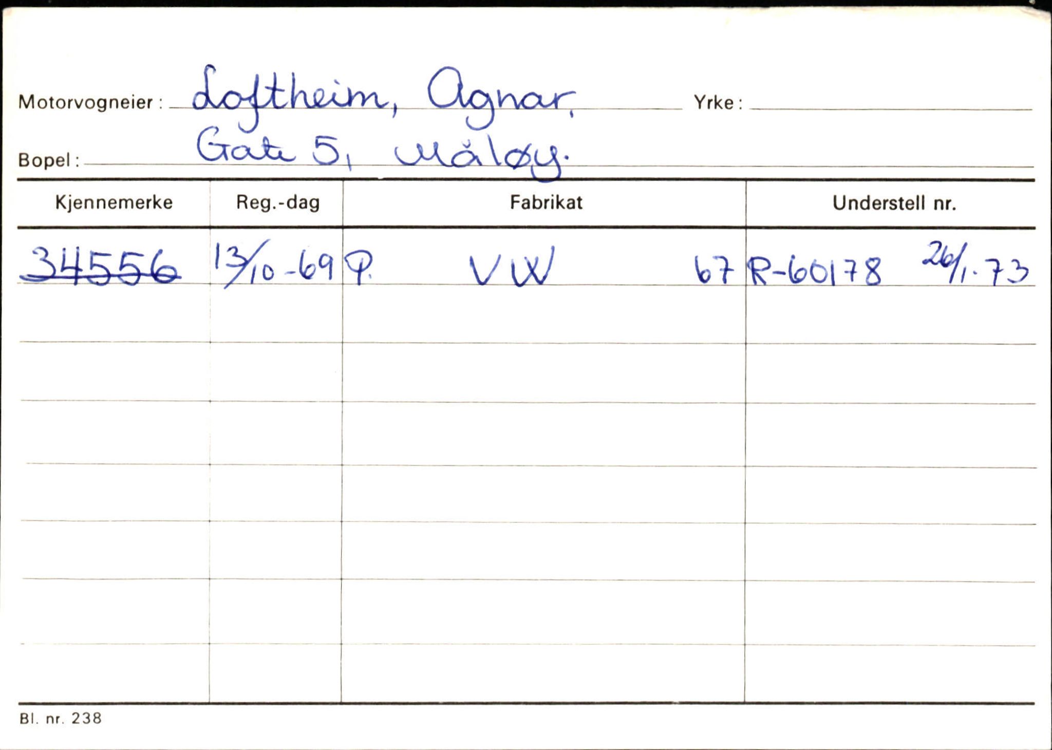 Statens vegvesen, Sogn og Fjordane vegkontor, AV/SAB-A-5301/4/F/L0144: Registerkort Vågsøy A-R, 1945-1975, p. 1668