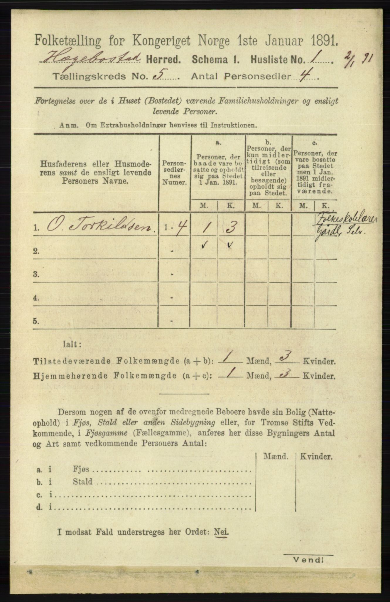 RA, 1891 census for 1034 Hægebostad, 1891, p. 1431